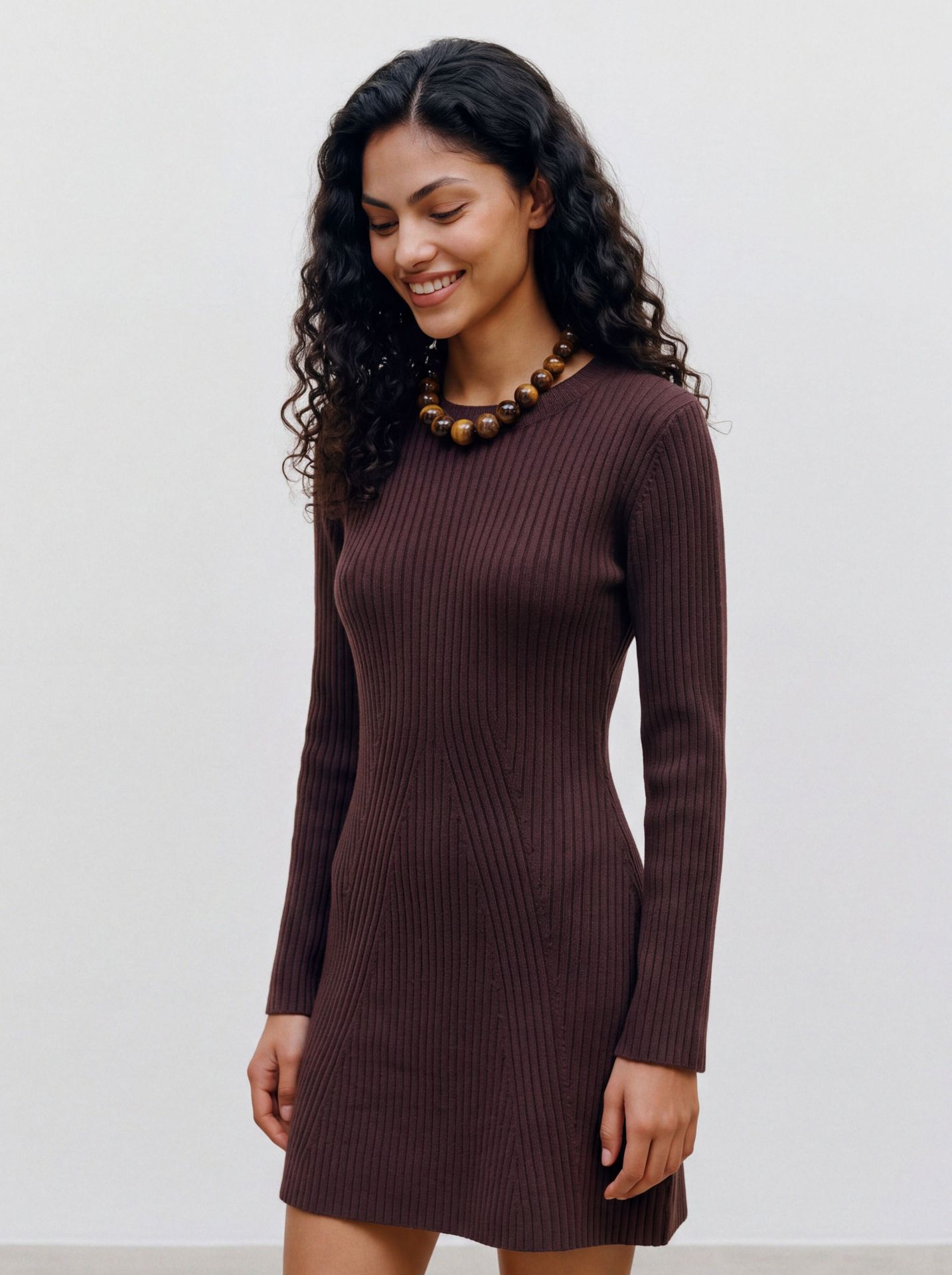 Vero Moda VMJOSANNA LS SHORT DRESS NOOS Chocolate Torte 2900169615030