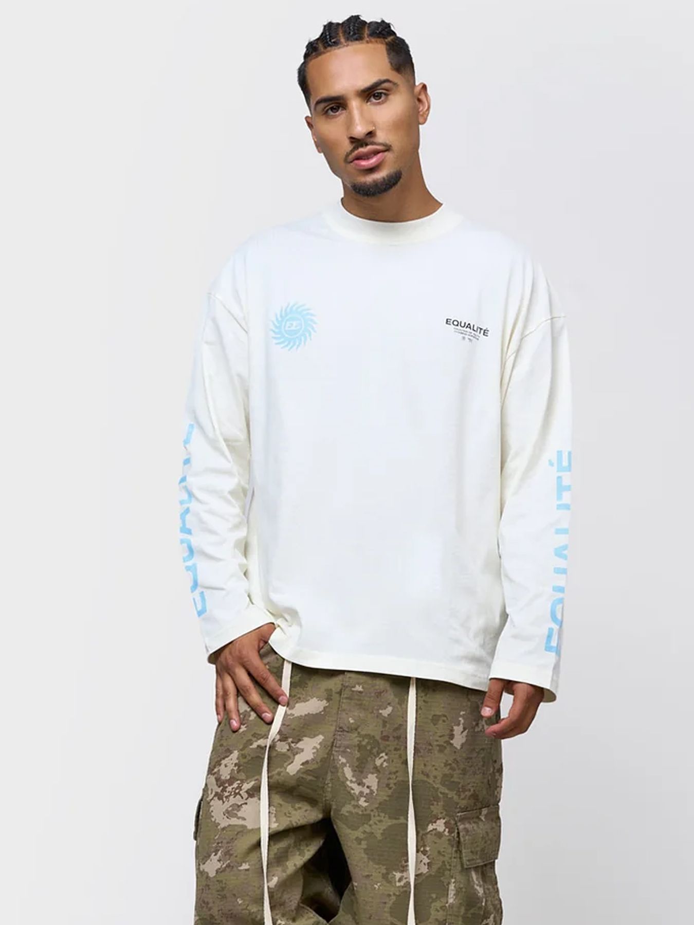 Equalité Sunny Longsleeve tee White/light blue 00120105-WHILB