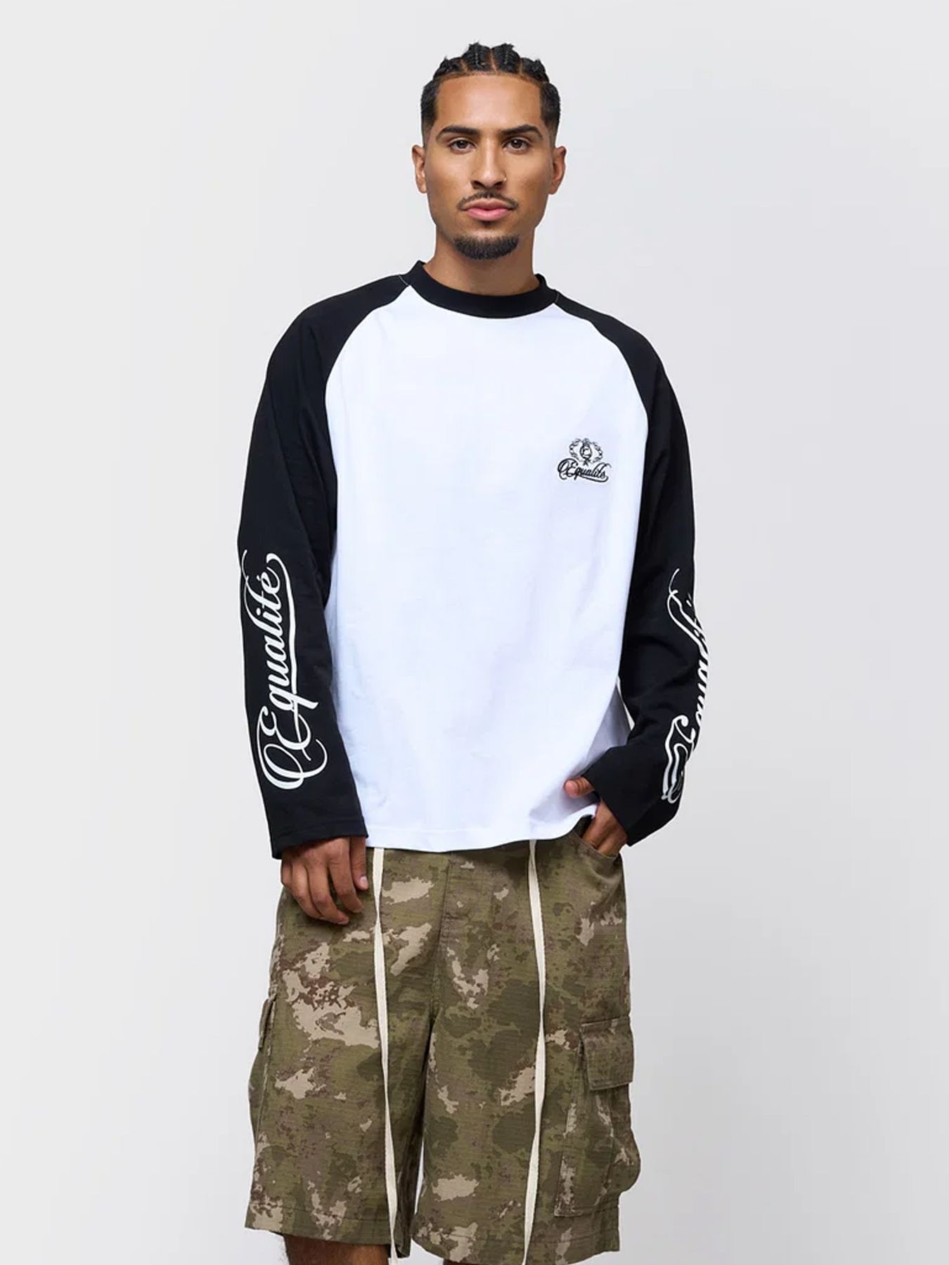 EqualitÃ© Jett Raglan longsleeve tee White/black 00120106-WHIBLA