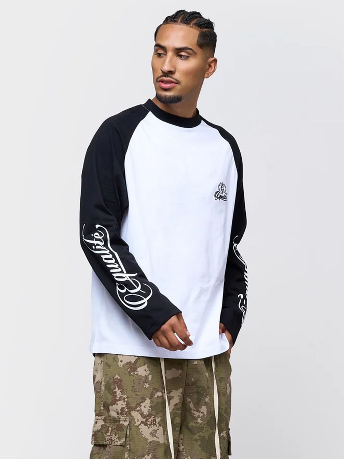 Equalité Jett Raglan longsleeve tee White/black 2900169694042