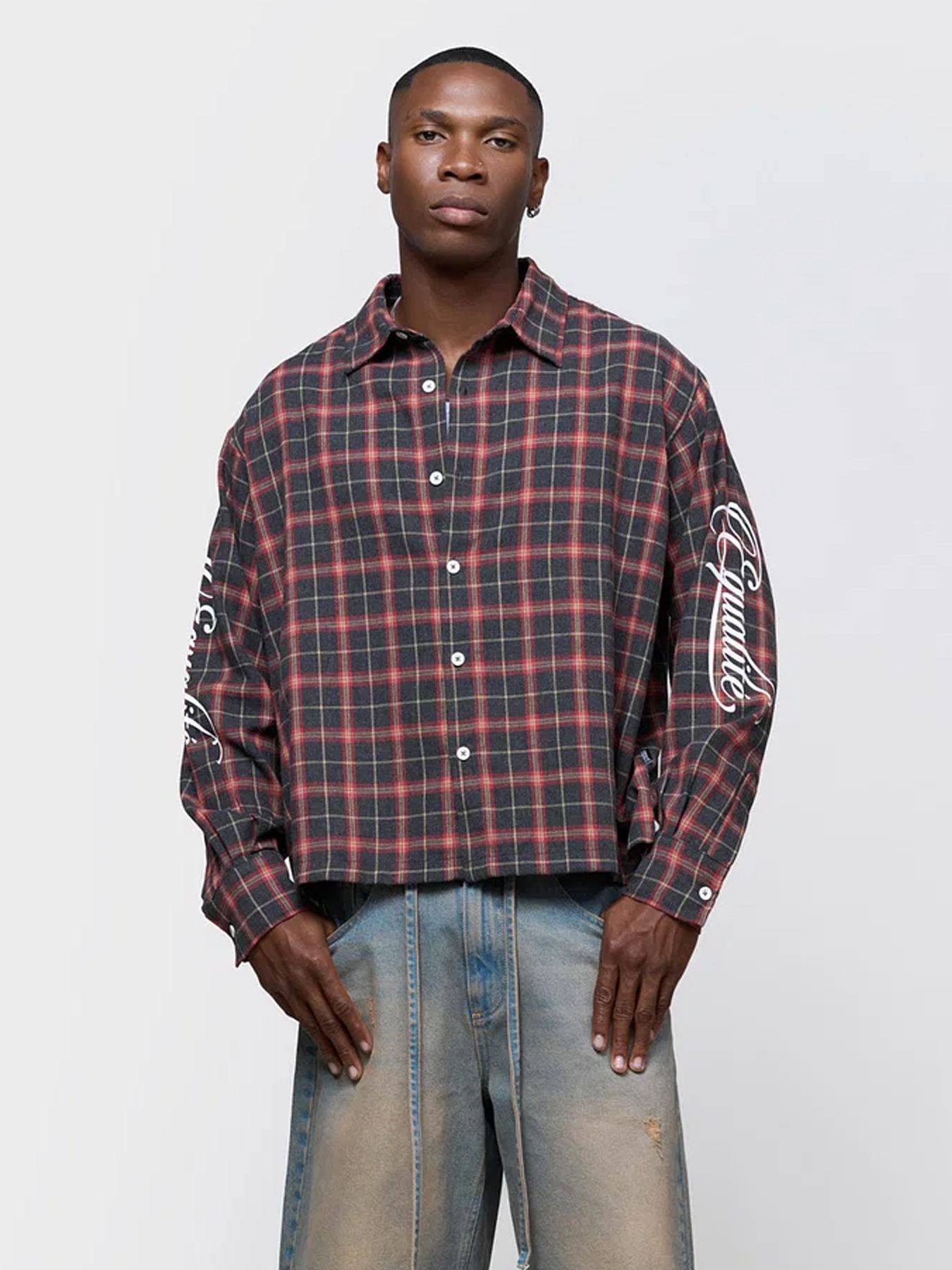 Equalité Flannel shirt Antracite/red 00120107-ANTARED