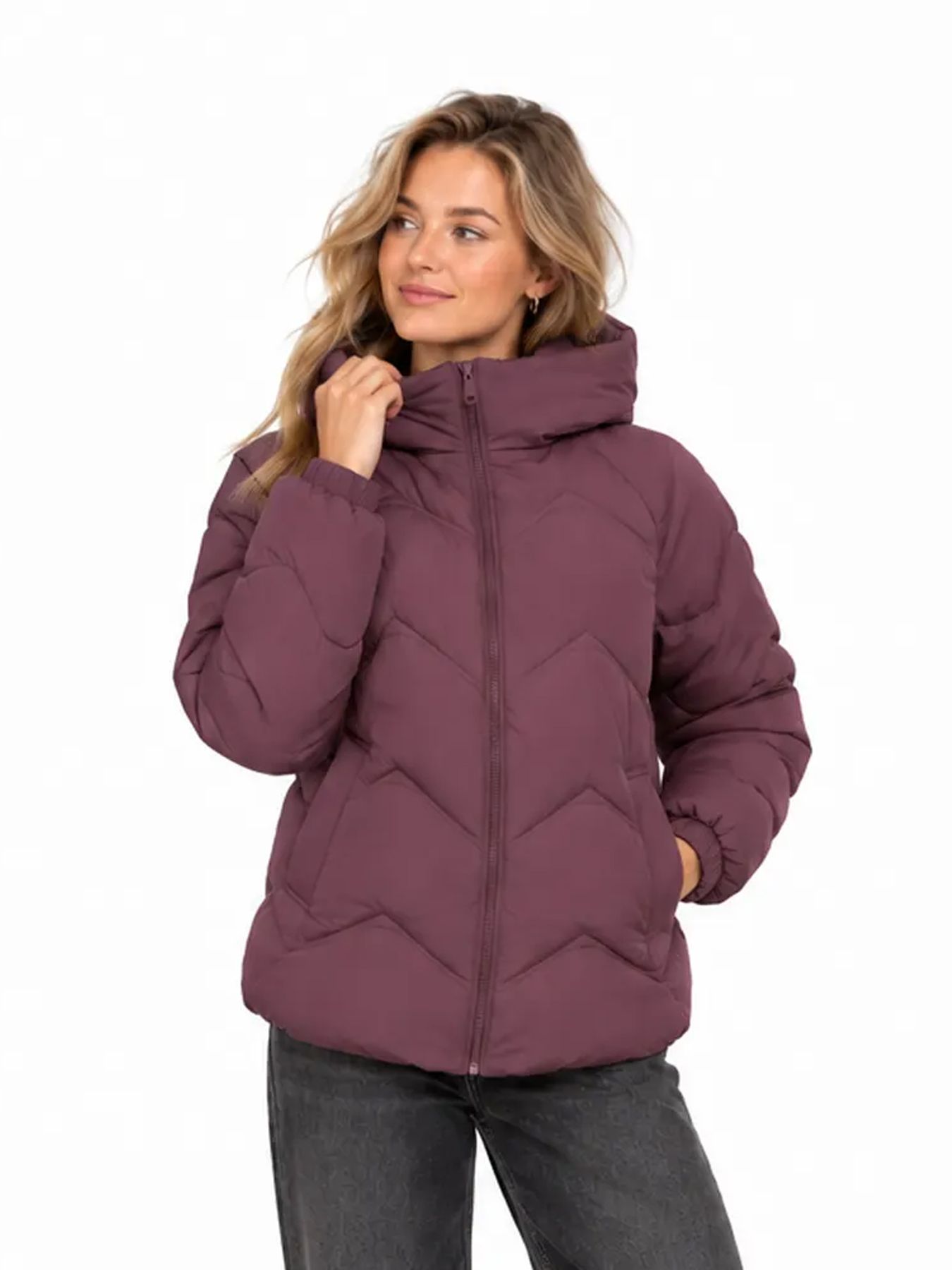 JDY JDYPOWER SHORT HOOD PUFFER OTW HAB Huckleberry 00120115-EKA26011400003746