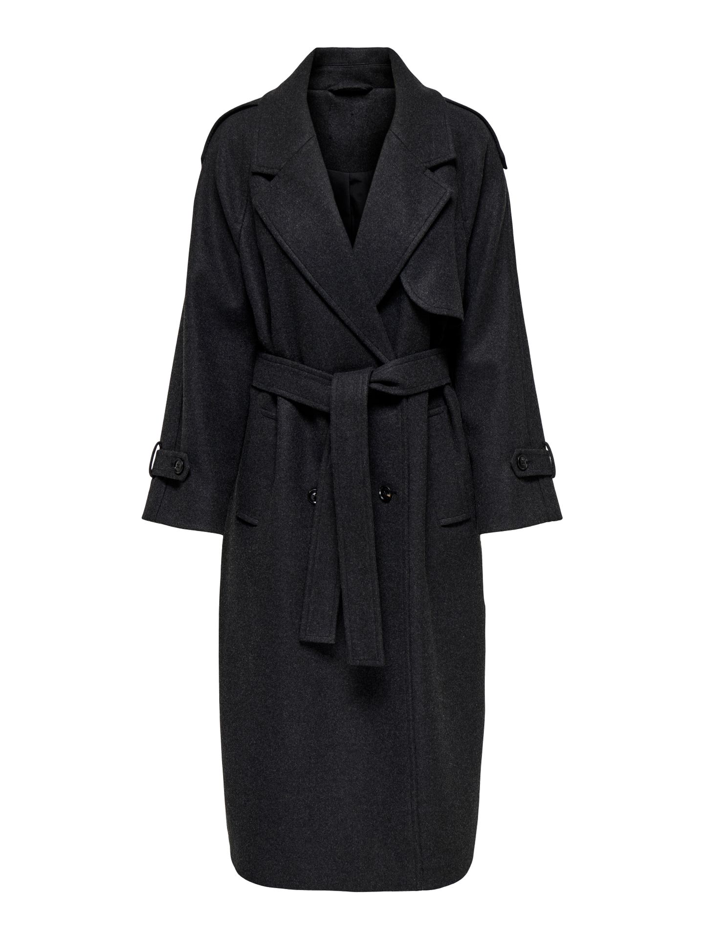 Only ONLDEAR-TRILLION LONG BELT COAT PNT Dark Grey Melange 2900169716058