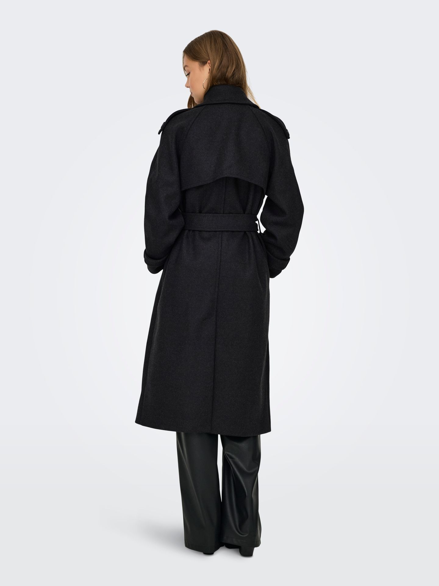 Only ONLDEAR-TRILLION LONG BELT COAT PNT Dark Grey Melange 2900169716058