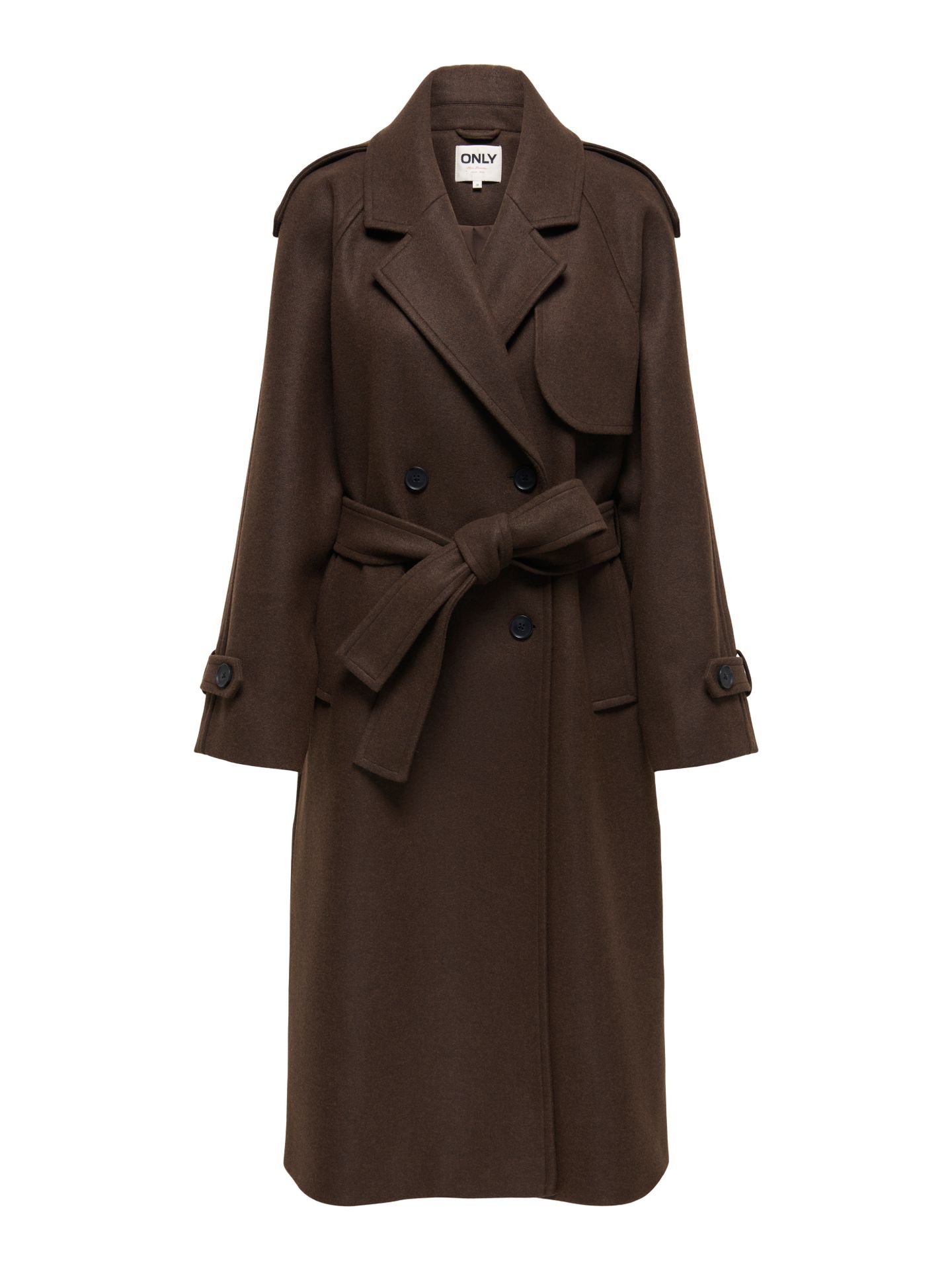 Only ONLDEAR-TRILLION LONG BELT COAT PNT Chocolate Brown/BLACK BUTTONS 00120120-EKA26011400003127