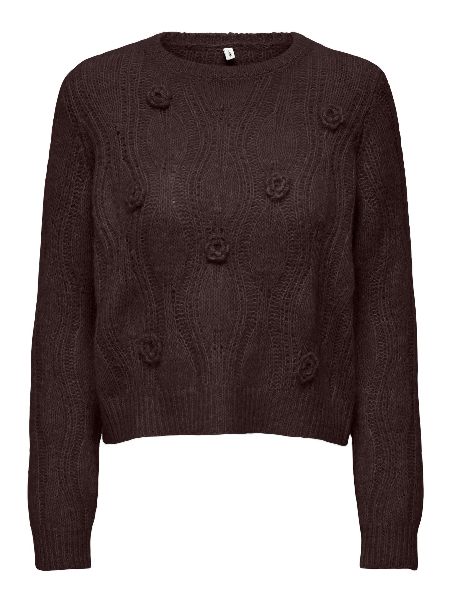 Only ONLMONIQUE LS O-NECK FLOWER CC KNT Chocolate Torte/CLOUD DANCER 2900169720017
