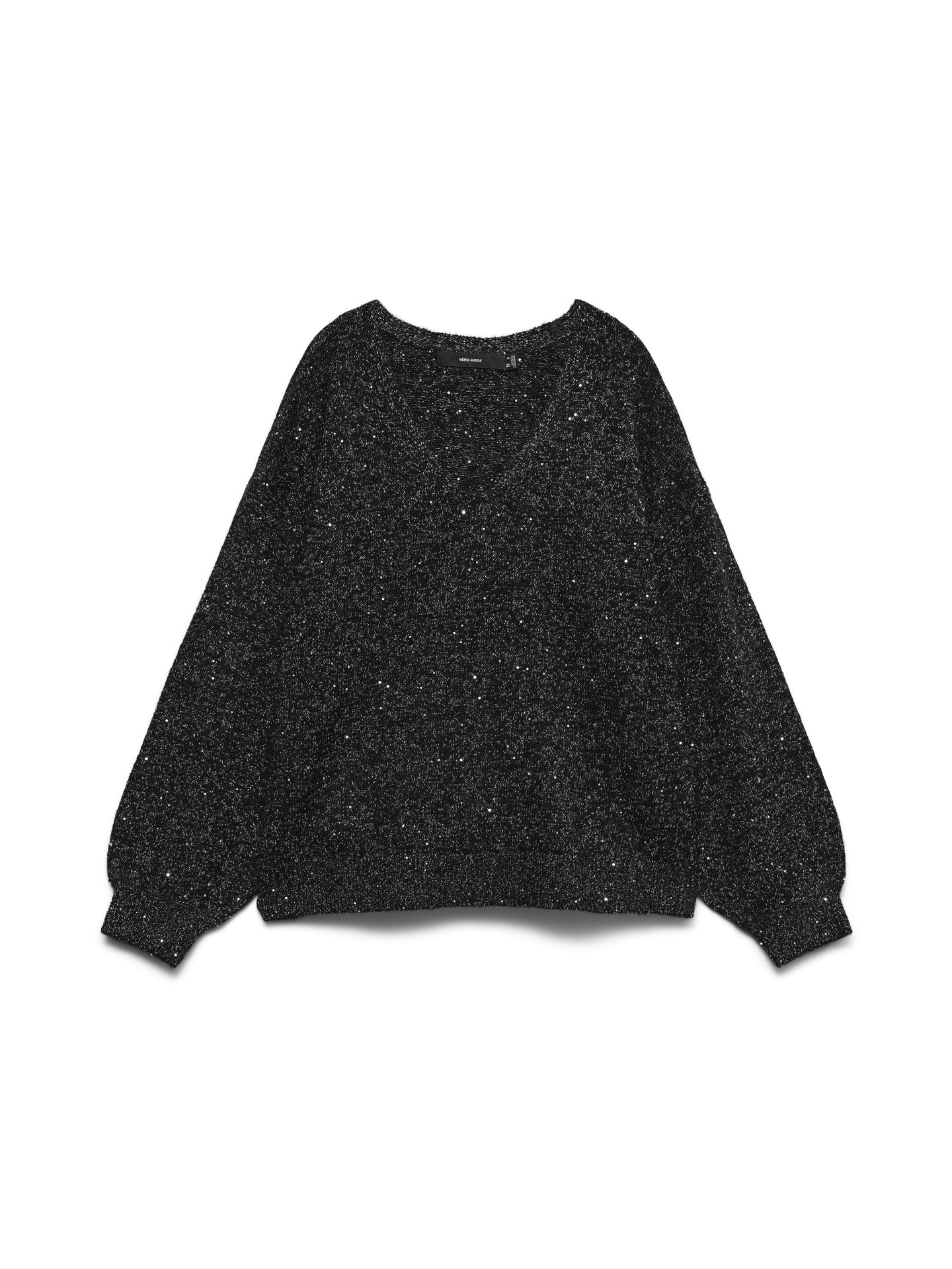 Vero Moda VMDEMI LS V-NECK PULLOVER BOO Black/W. SNOW WHITE 00120125-EKA26011400000341