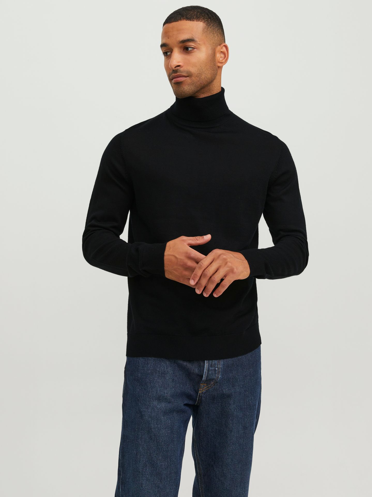 Jack & Jones JJMERINO KNIT ROLL NECK Black 2900169729058