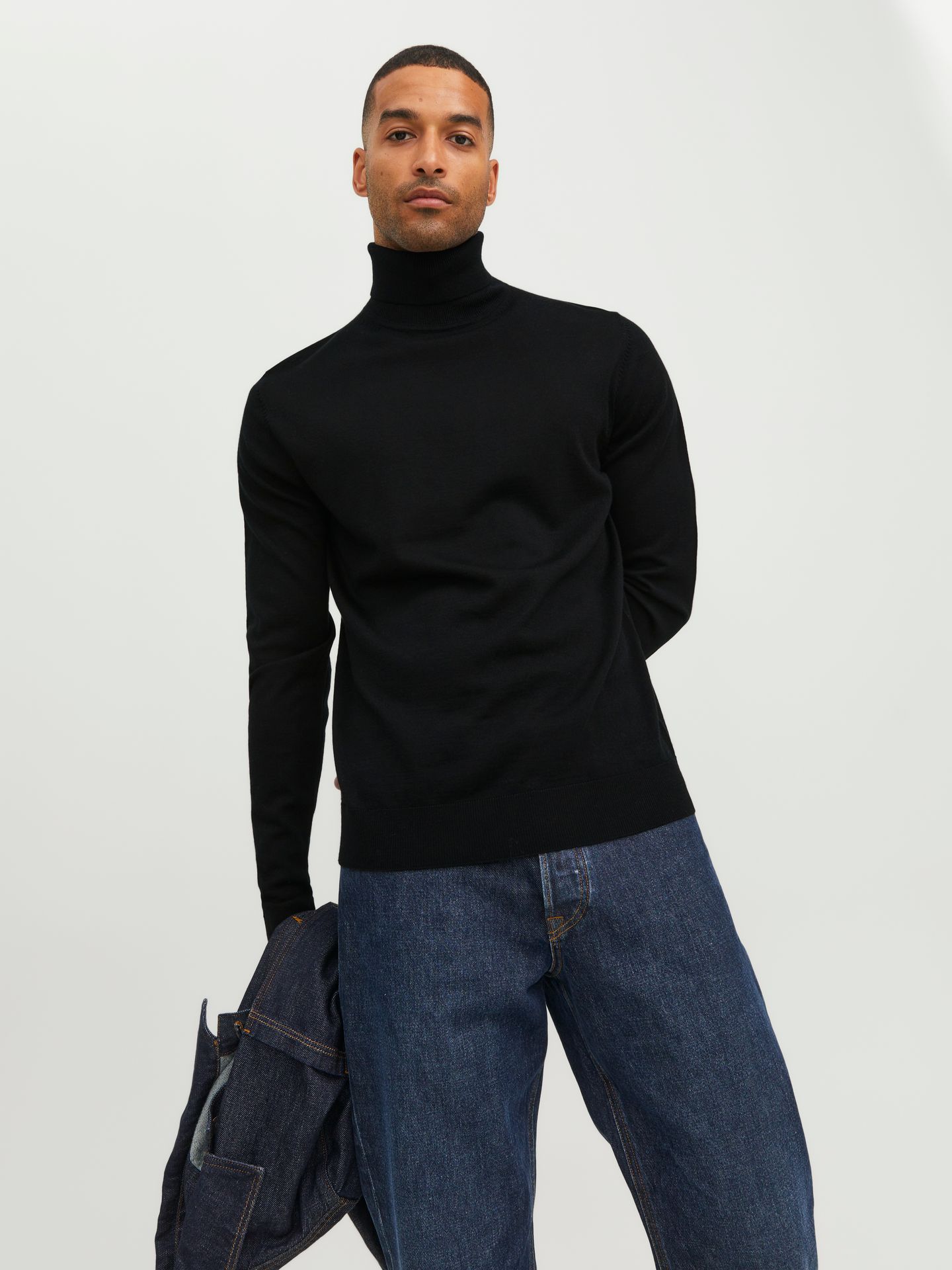 Jack & Jones JJMERINO KNIT ROLL NECK Black 2900169729058