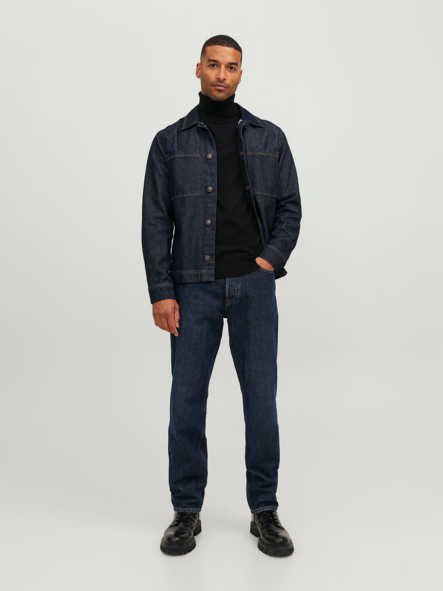 Jack & Jones JJMERINO KNIT ROLL NECK Black 2900169729058