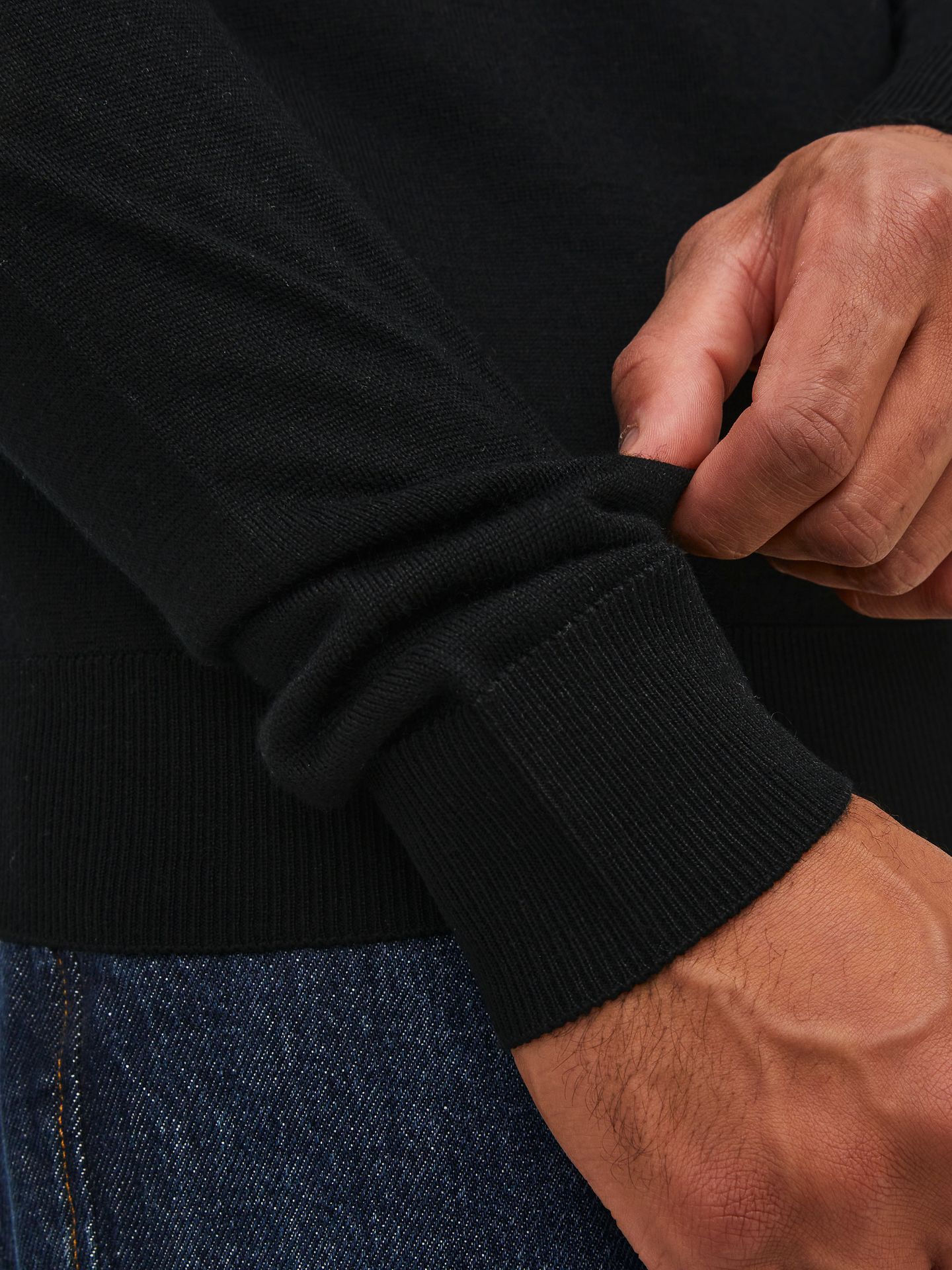 Jack & Jones JJMERINO KNIT ROLL NECK Black 2900169729058