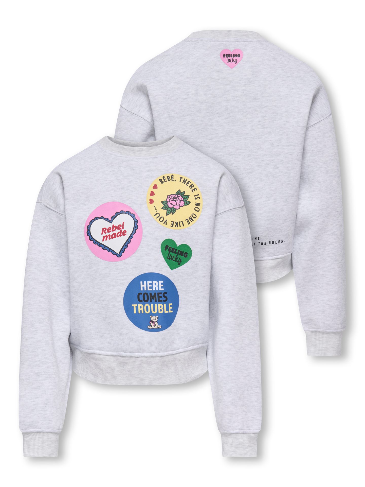 Only KOGHIMA L/S O-NECK PRINT SWT Light Grey Melange/Soho 2900169732027
