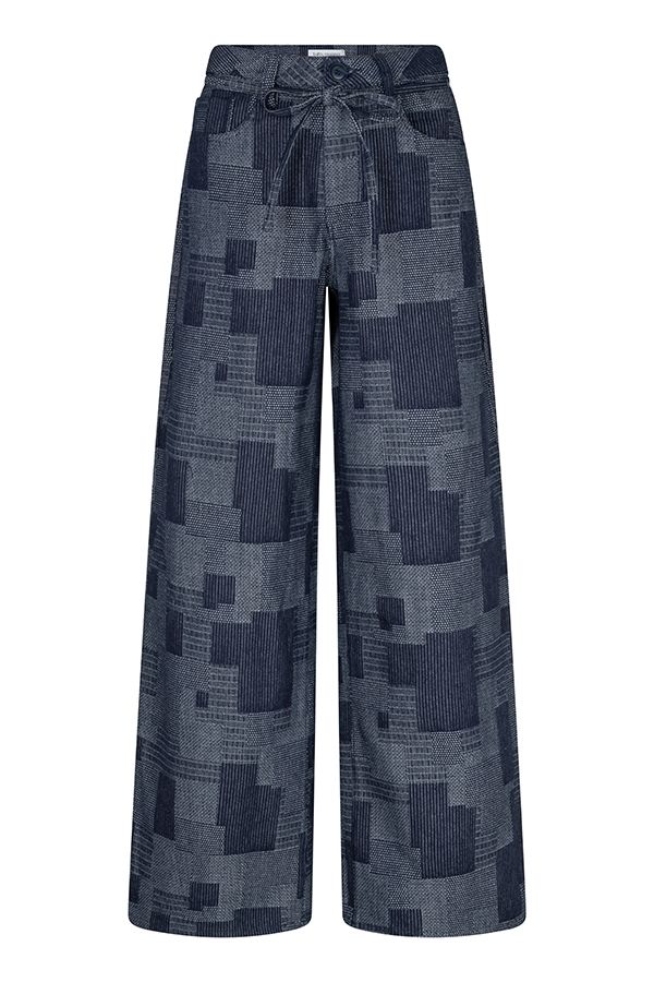 Lofty Manner Pant Inoa - Denim Patchwork 409 mid blue 00120160-EKA26013300000097