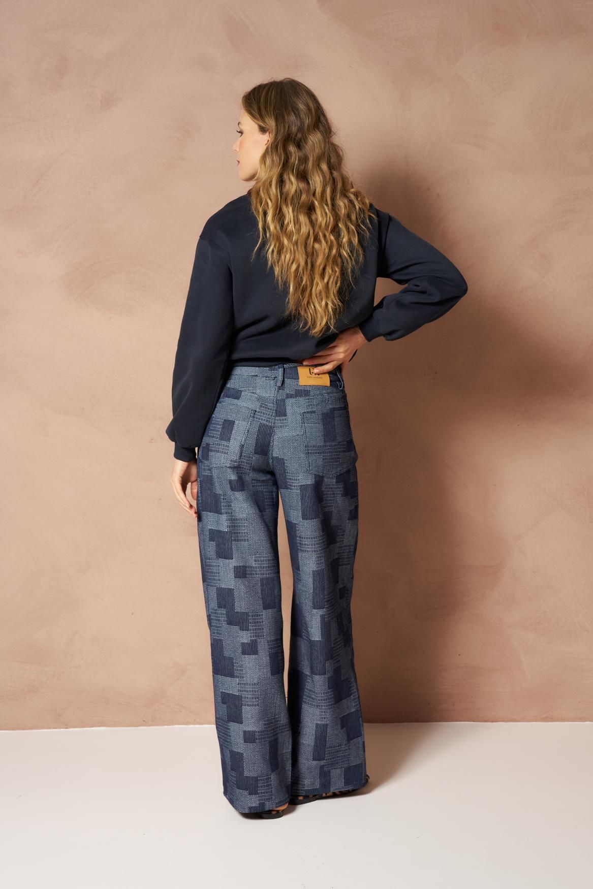 Lofty Manner Pant Inoa - Denim Patchwork 409 mid blue 2900169789076