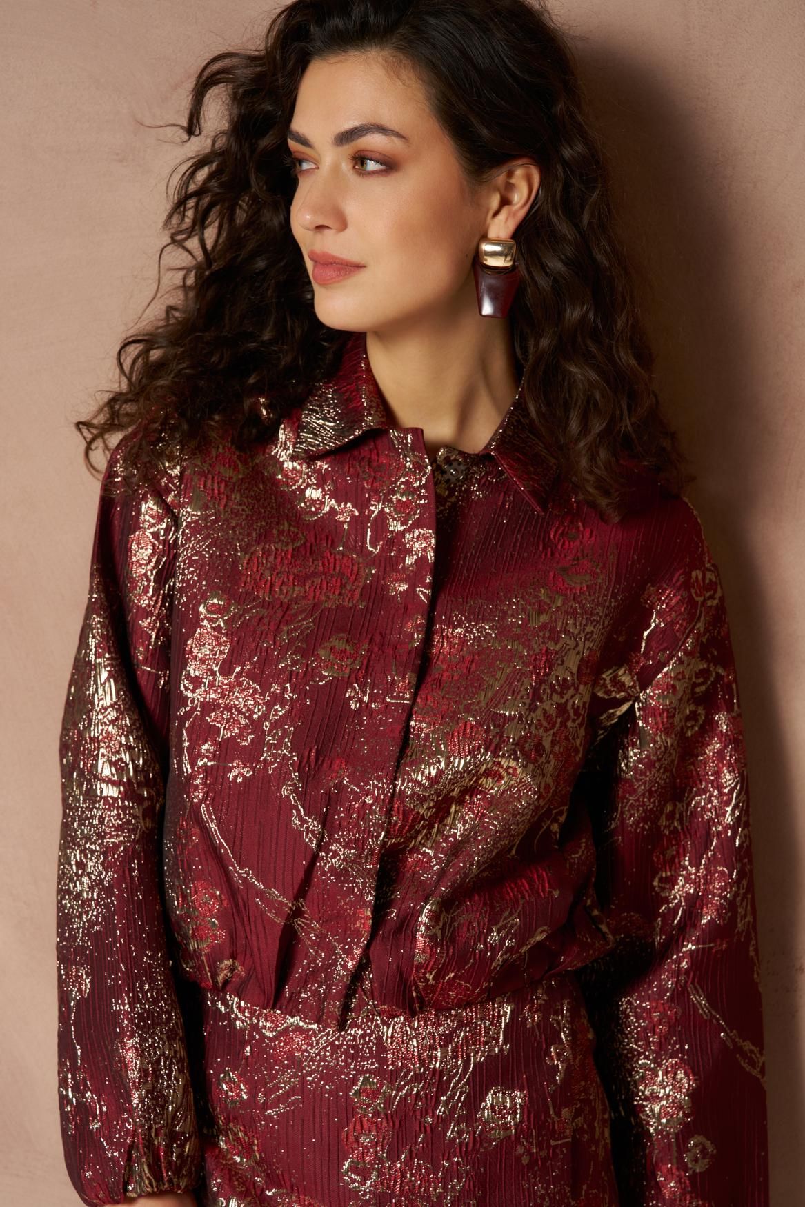 Lofty Manner Jacket Inea - Balloon Jacquard 257 brick red 2900169790034