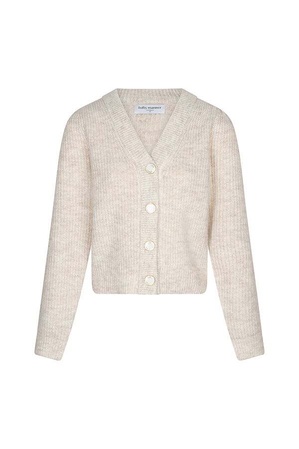 Lofty Manner Cardigan Lily - Classic V-Neck 120 cream 00120162-EKA26013300000093