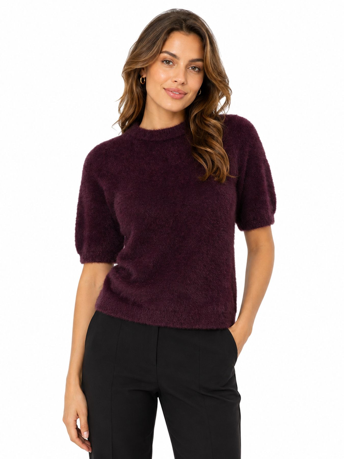Ydence Knitted top Mary Aubergine 00120185-P2