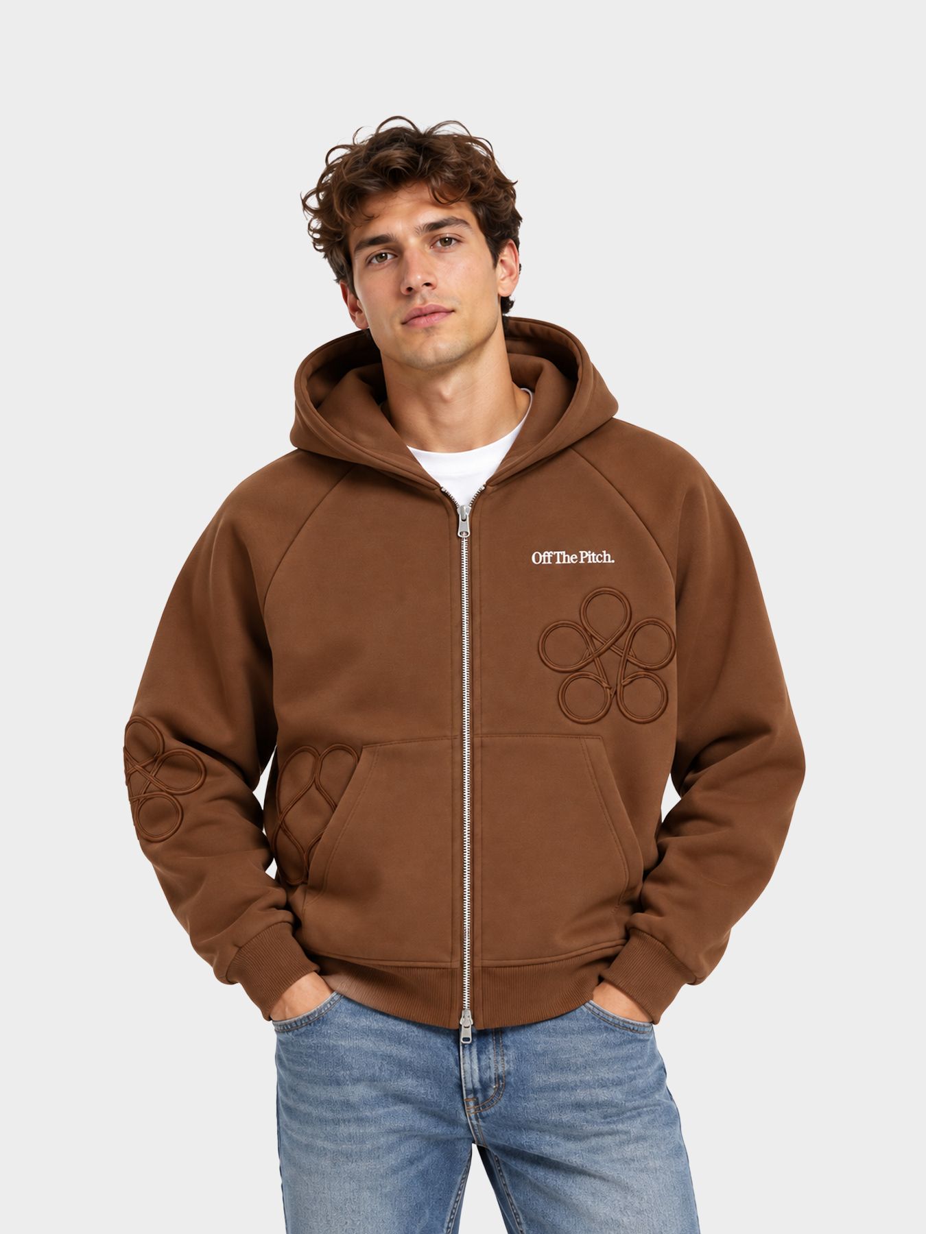 Off The Pitch Symbol zip hood Rusty Clay 00120190-RUCLA