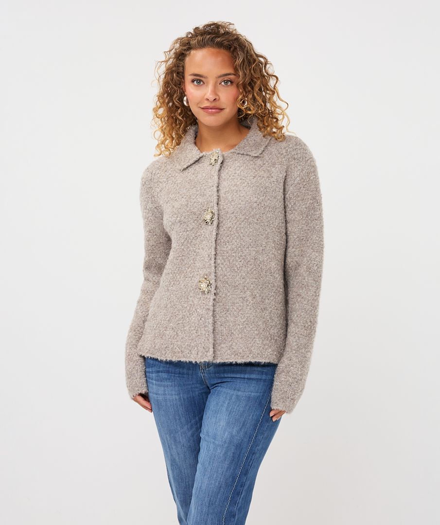 Esqualo Cardigan flower button 040 grey 00120319-EKA26009300000058