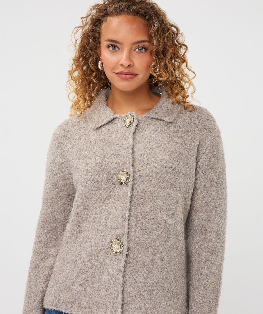Esqualo Cardigan flower button 040 grey 2900170050066