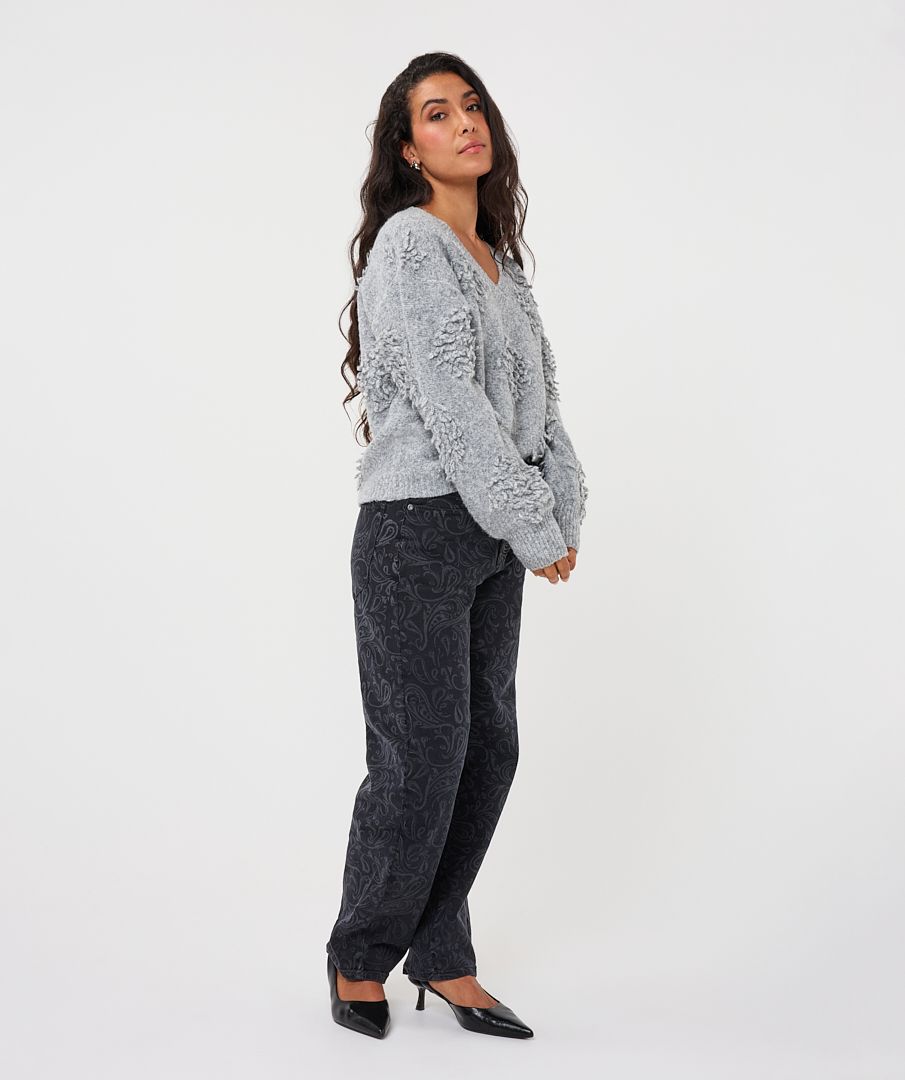 Esqualo Sweater 3D fringes 040 grey 2900170051049