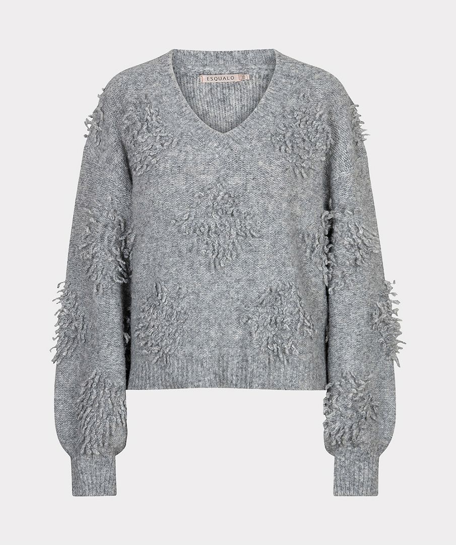 Esqualo Sweater 3D fringes 040 grey 2900170051049