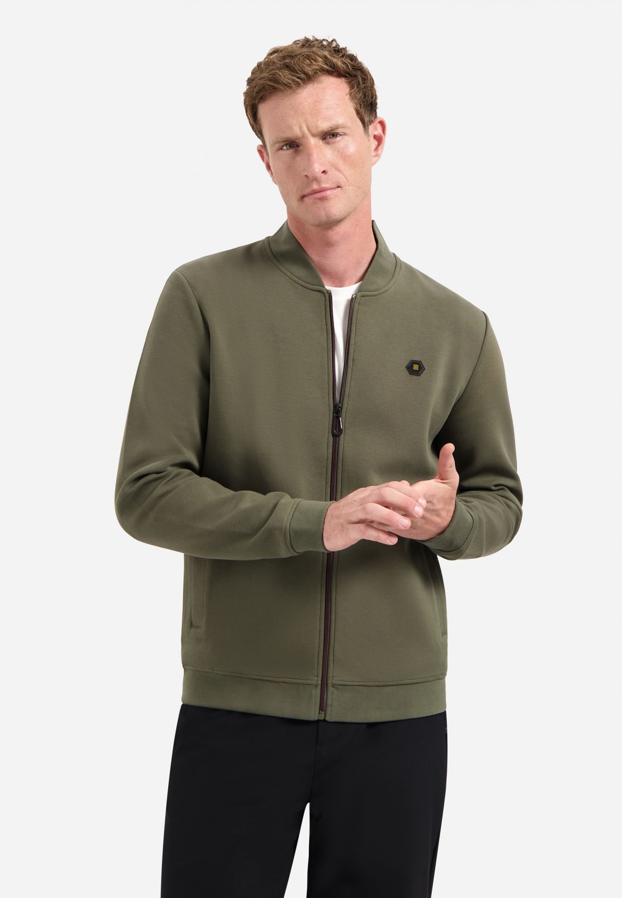 No Excess Sweater Full Zipper Pique Bomber 186 dark moss 00120336-EKA14000100000084