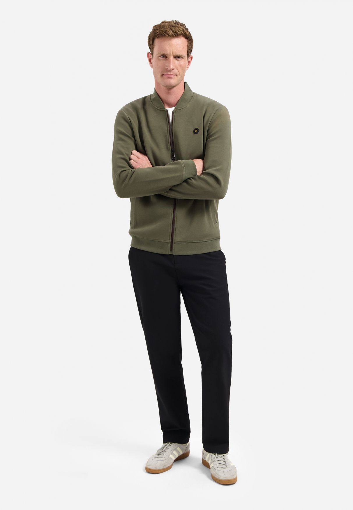 No Excess Sweater Full Zipper Pique Bomber 186 dark moss 2900170072068