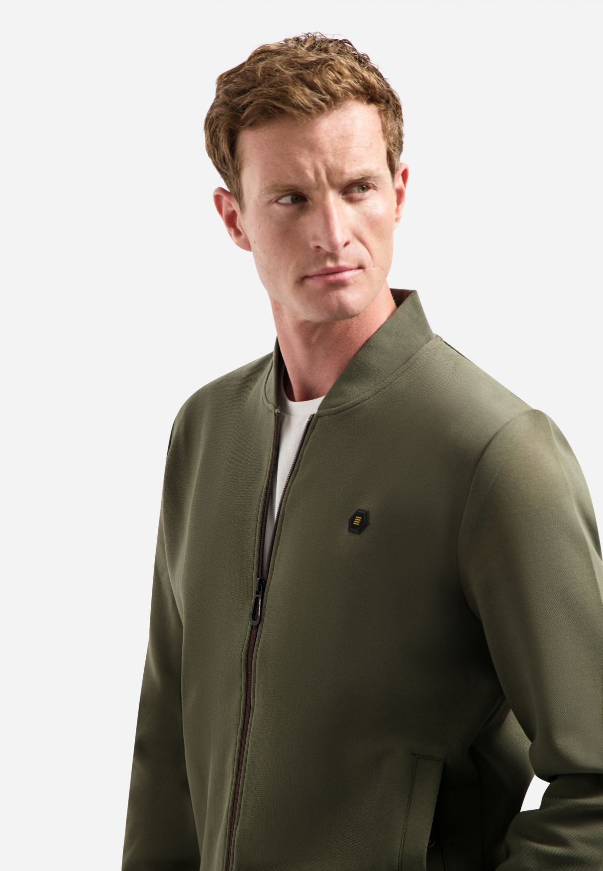 No Excess Sweater Full Zipper Pique Bomber 186 dark moss 2900170072068