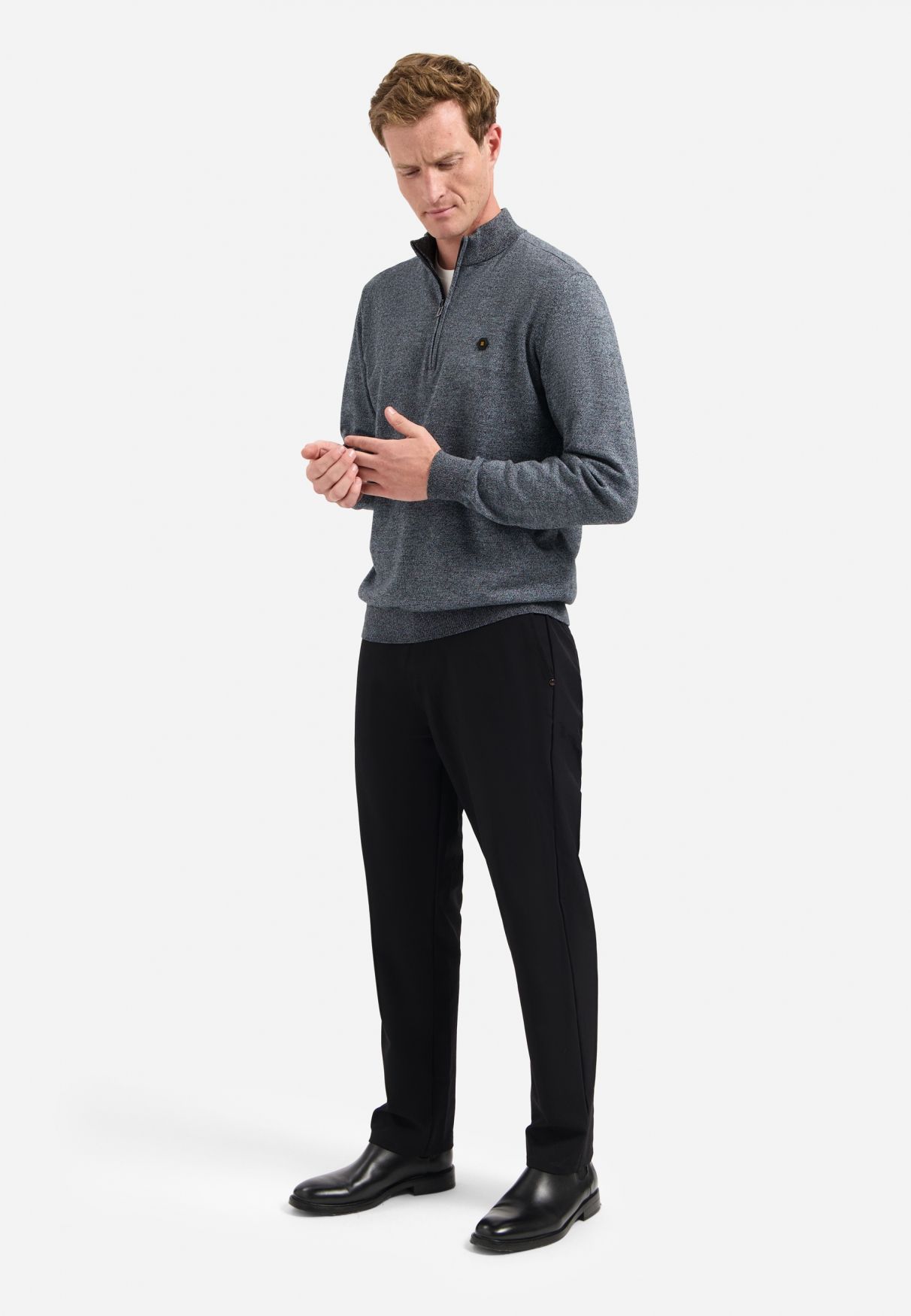 No Excess Pullover Half Zip 2 Coloured Melange 138 dusty blue 2900170074086