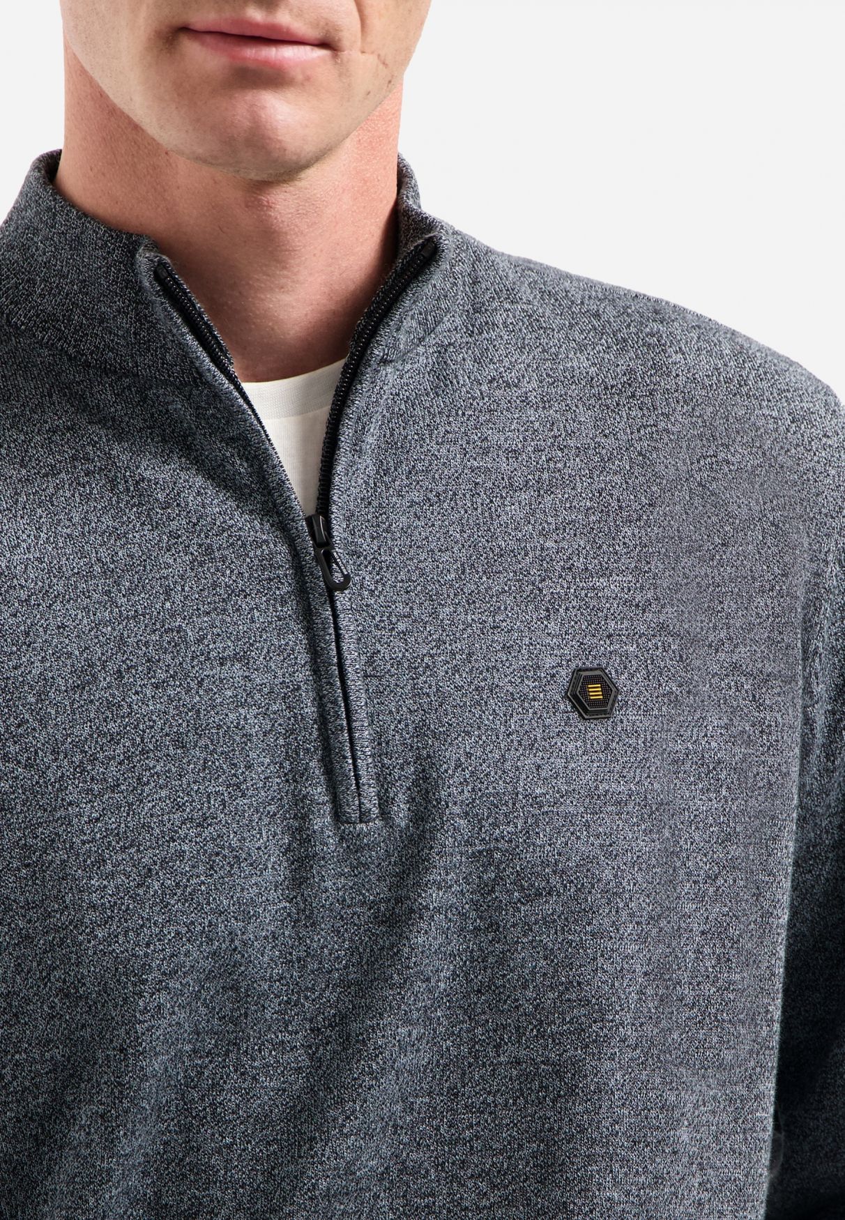 No Excess Pullover Half Zip 2 Coloured Melange 138 dusty blue 2900170074086