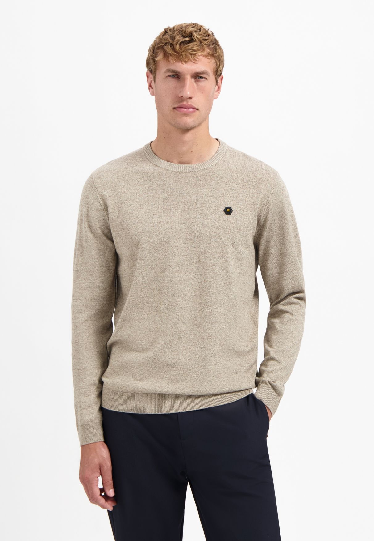 No Excess Pullover Crewneck 2 Coloured Melange 015 sand 00120338-EKA14000100000098