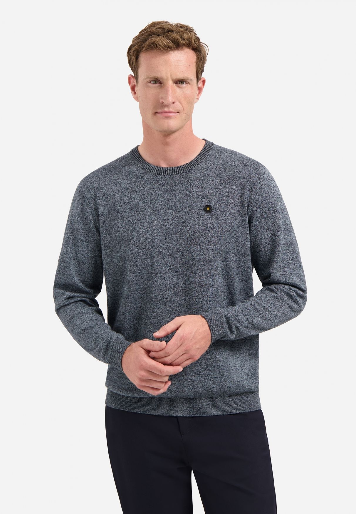 No Excess Pullover Crewneck 2 Coloured Melange 138 dusty blue 00120338-EKA14000100000108