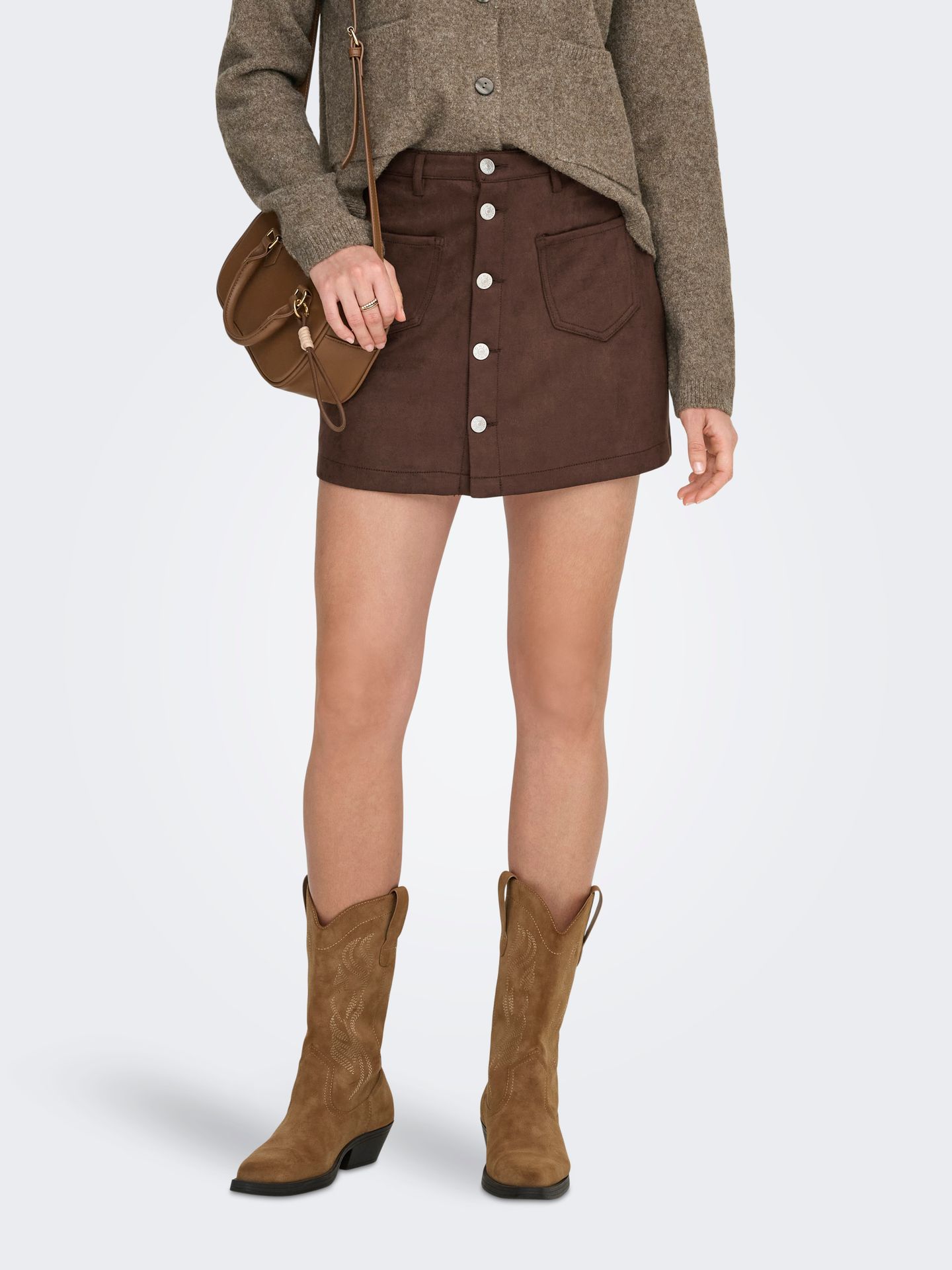 Only ONLAMAZING-STINA FAUX SUE SKIRT PNT Chocolate Torte 2900170079050