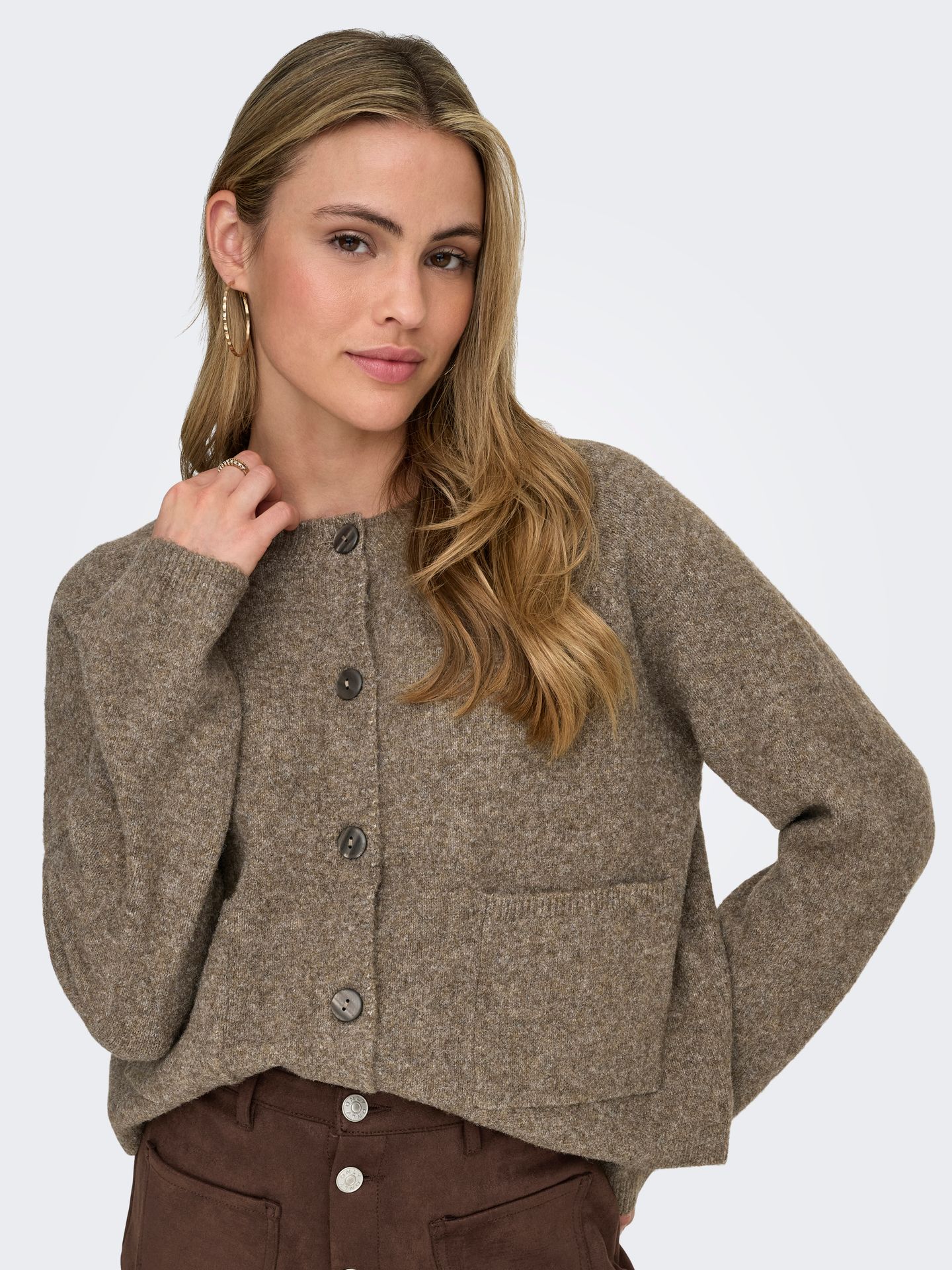 Only ONLPIEMONTE L/S CARDIGAN KNT NOOS Walnut/W. Melange 2900170091021