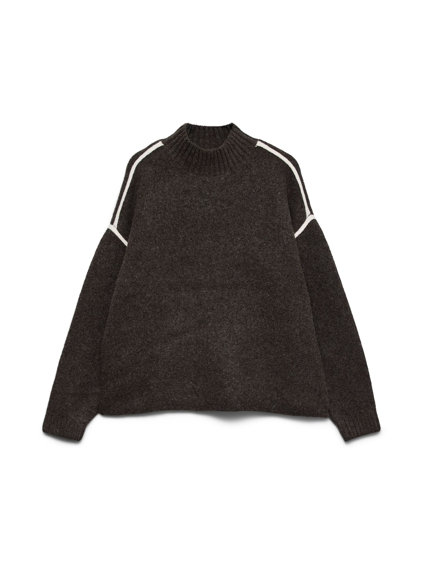 Vero Moda VMBOOM LS HIGHNECK PIPING PULLOVER Chocolate Torte/W. MELANGE 00120349-EKA26011400003151
