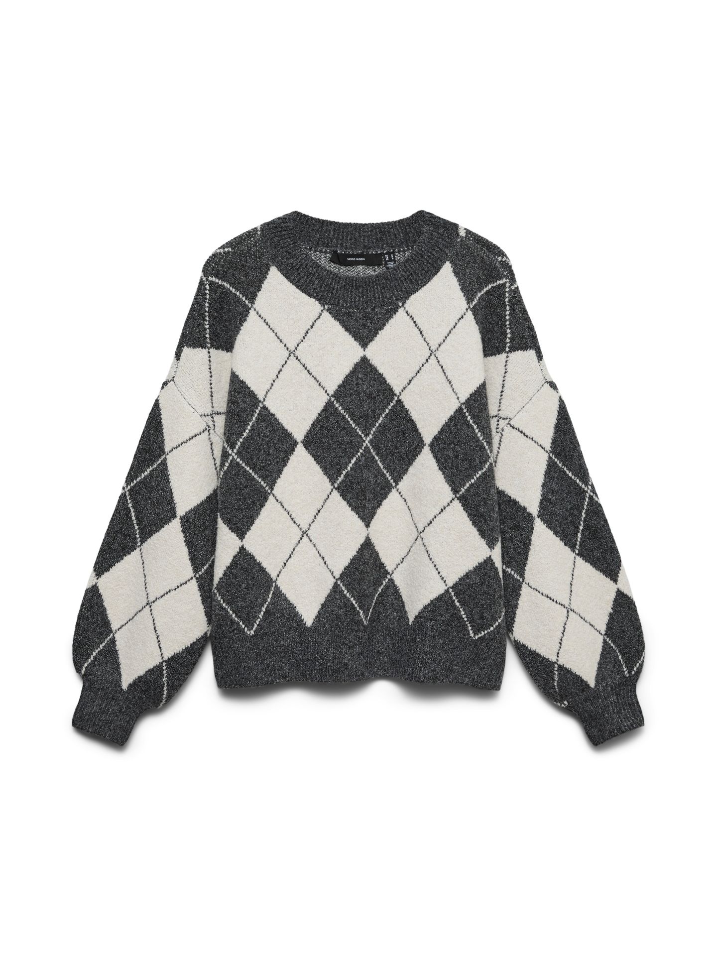 Vero Moda VMDOFFY JAQUARD LS O-NCK PULLOVER N Dark Grey Melange/W. BIRCH / ARGYLE 00120350-EKA26011400003761