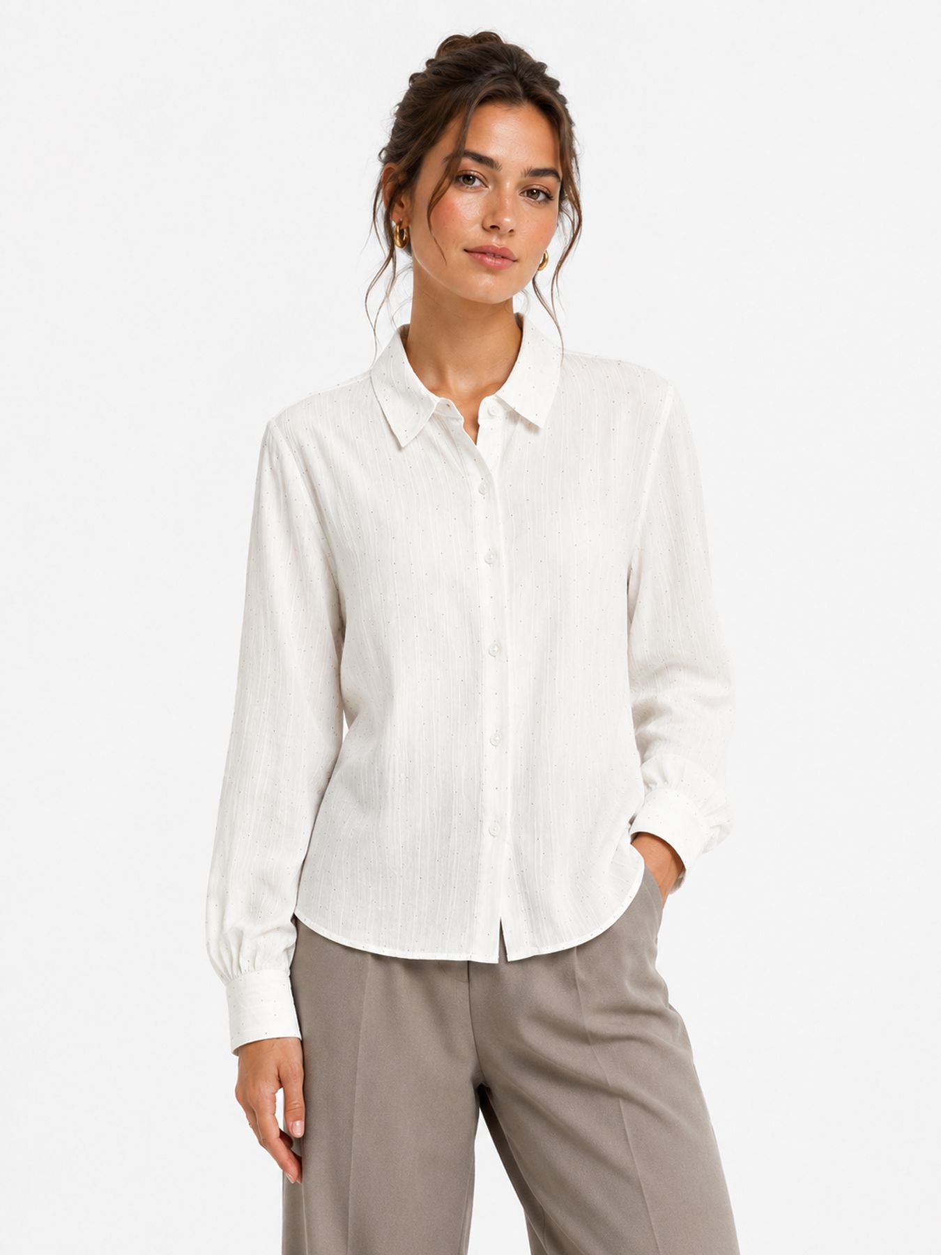 Vero Moda VMVICCA STUD LS SHIRT WVN Snow White 00120351-EKA26011400000350