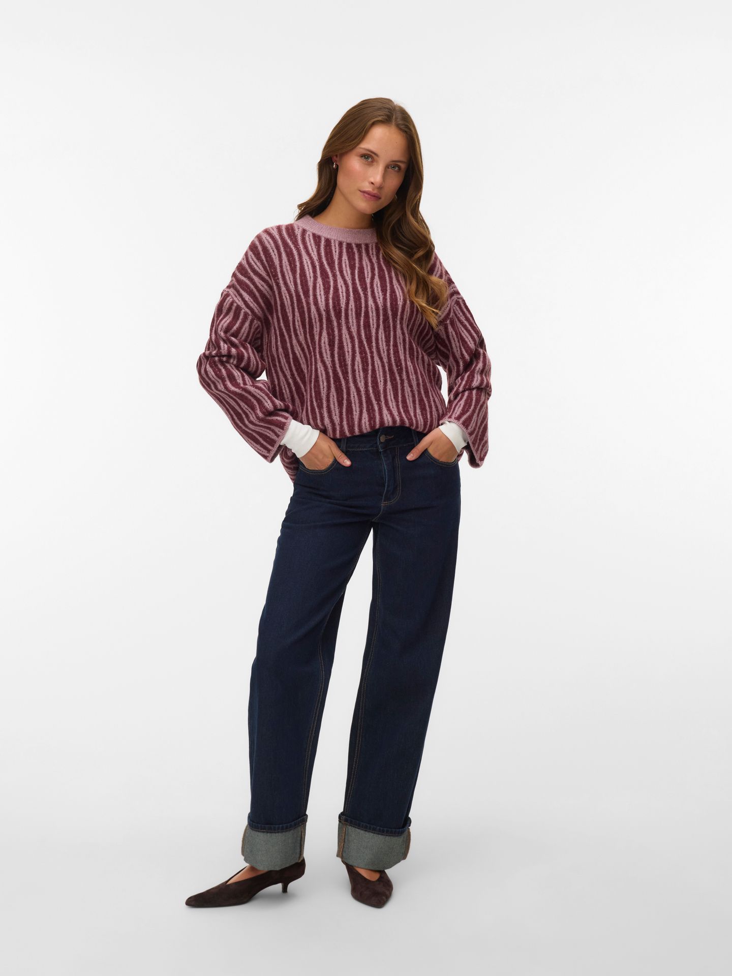 Vero Moda VMJOSIE LS O-NECK LONG PULLOVER BOO Elderberry/WINDSOR WINE 2900170113044