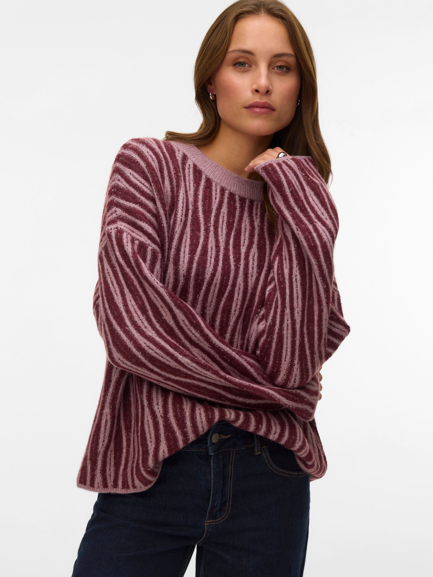 Vero Moda VMJOSIE LS O-NECK LONG PULLOVER BOO Elderberry/WINDSOR WINE 2900170113044
