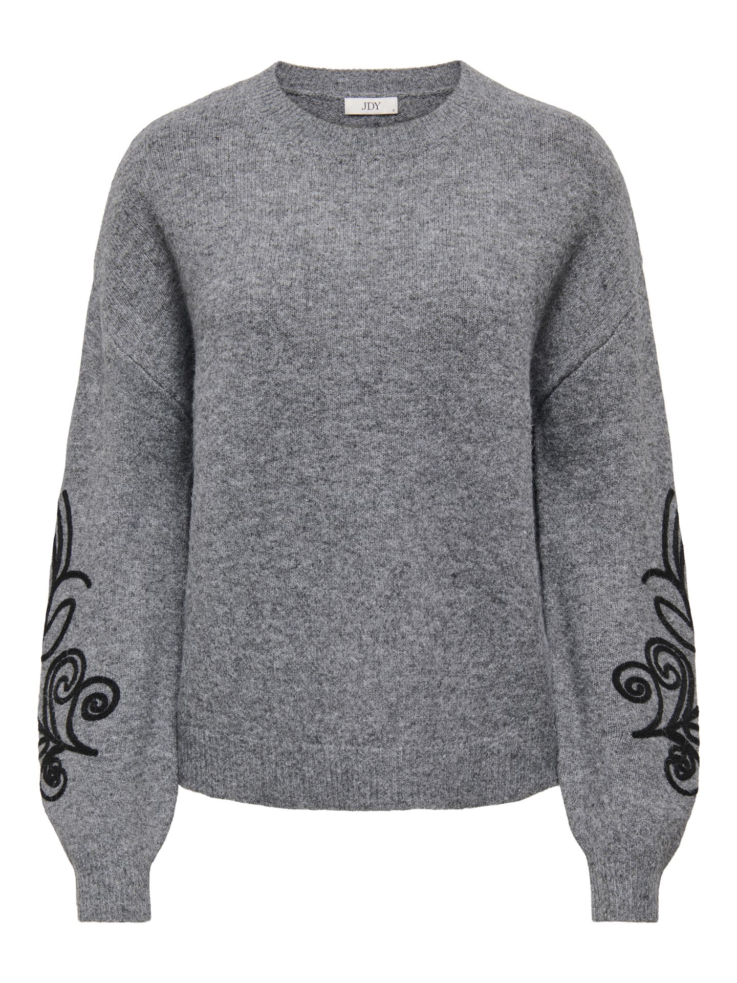 Only JDYJELLA LIA L/S O-NECK PULLOVER KN Medium Grey Melange/CHECKS 00120353-EKA26011400000761