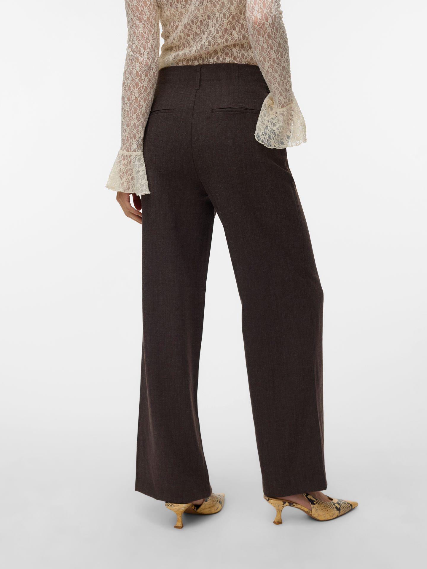 Vero Moda VMBESTIE HW WIDE PANT NOOS Chocolate Torte/MELANGE 2900170105100