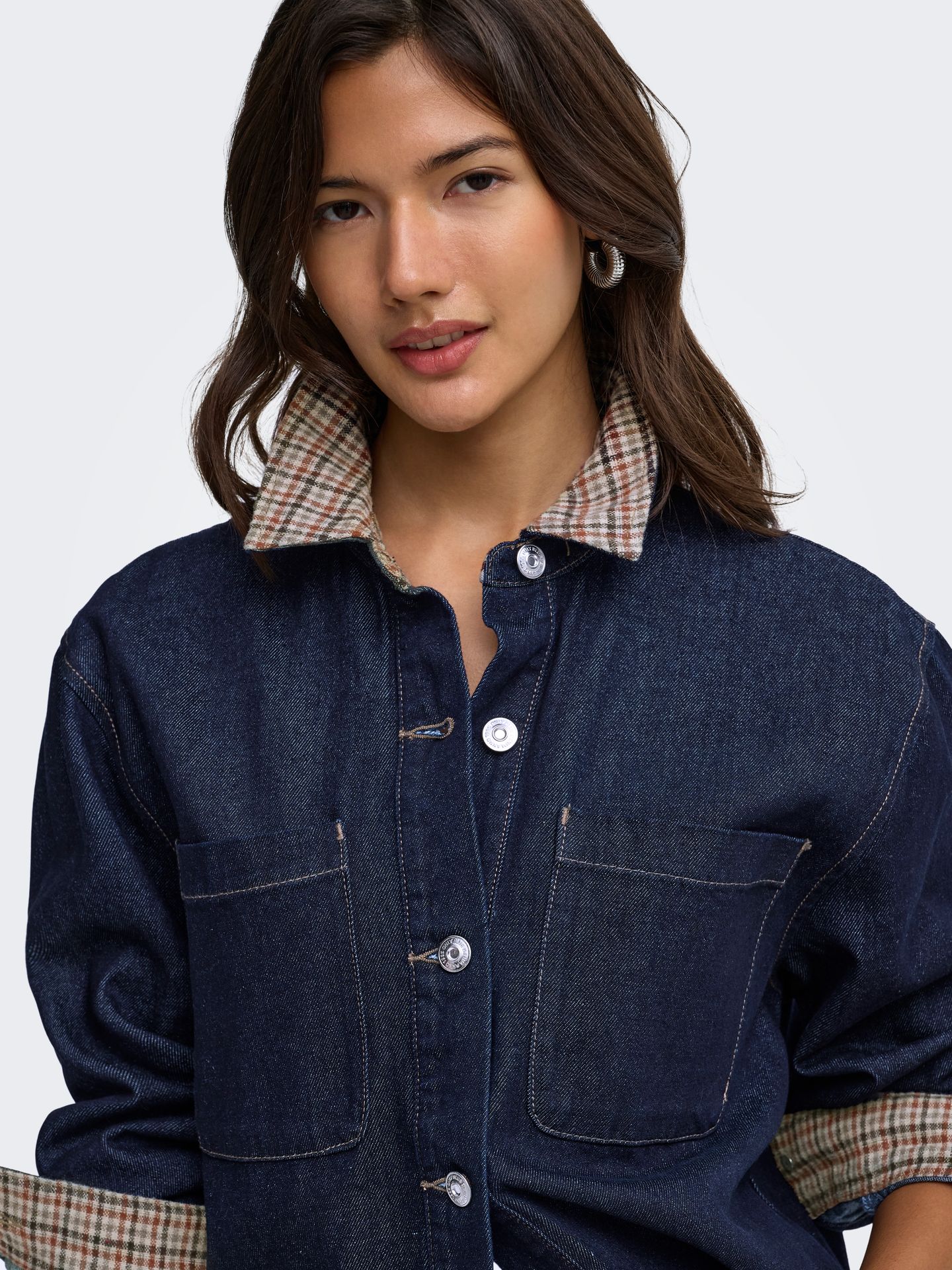 Only ONLVERA LS CHECK DNM SHIRT SIJI Dark Blue Denim 2900170106022