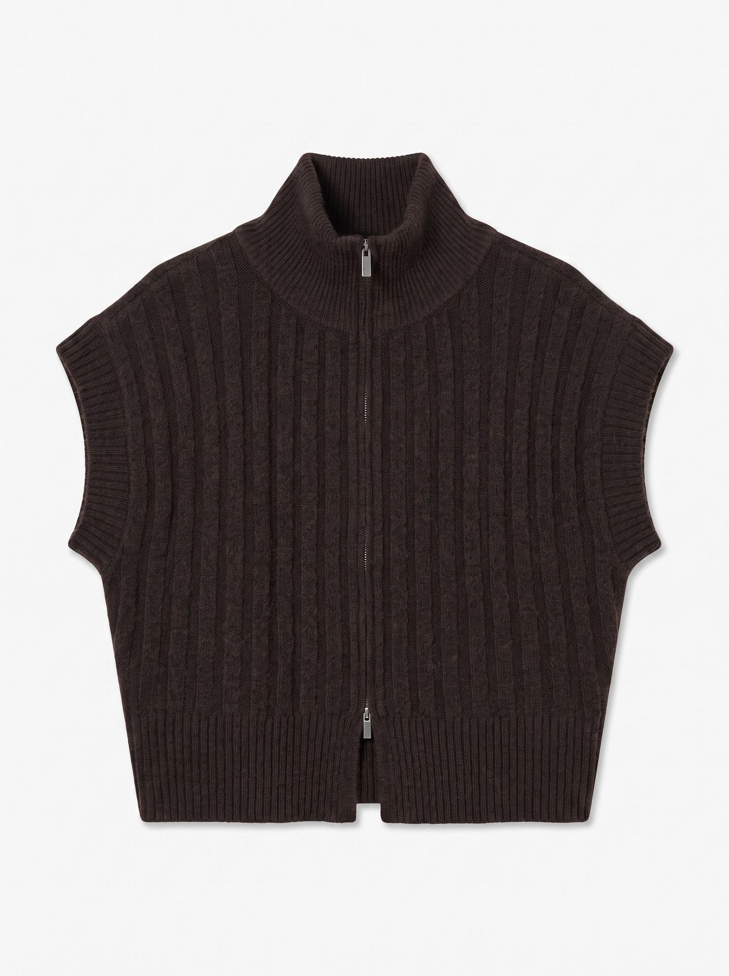 Vero Moda VMBANG RIB SL HIGHNECK ZIPPER VEST Chocolate Torte/MELANGE 00120359-EKA26011400003157