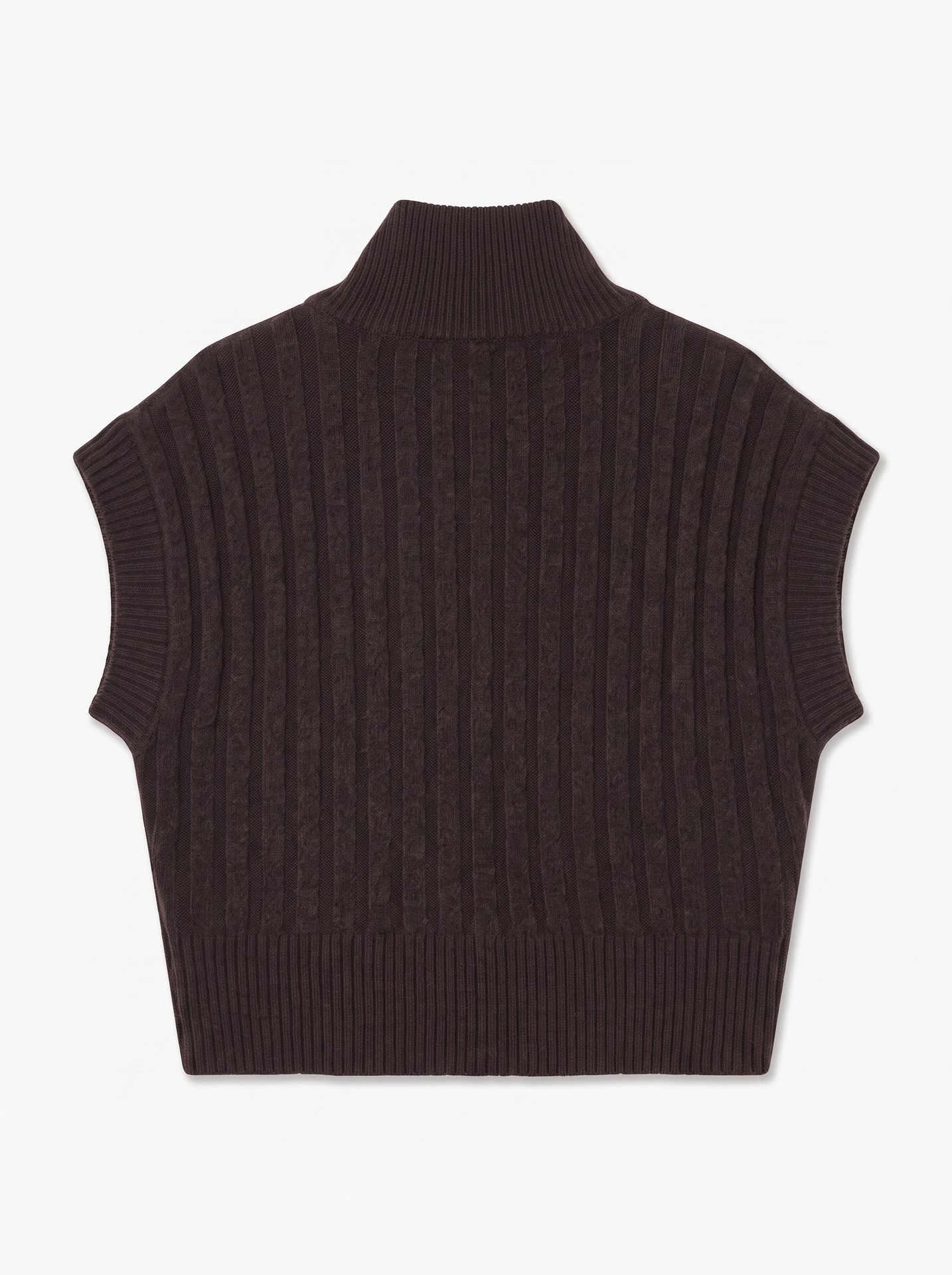Vero Moda VMBANG RIB SL HIGHNECK ZIPPER VEST Chocolate Torte/MELANGE 2900170133042
