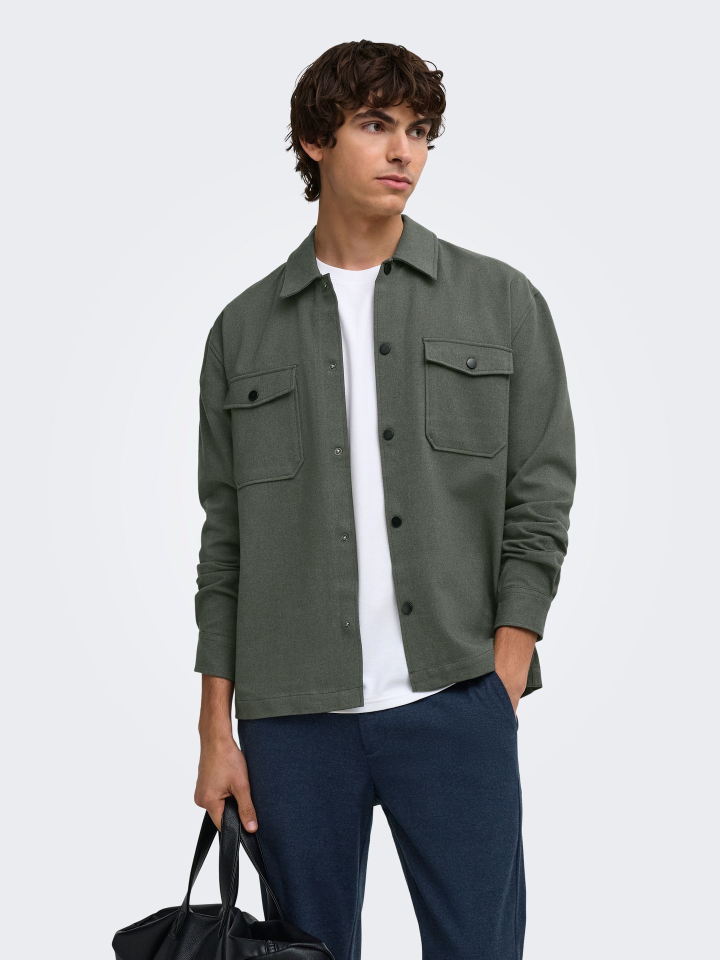 Only & Sons ONSMARK BRUSHED 0353 OVERSHIRT NOOS Beluga 00120360-EKA26011400003603