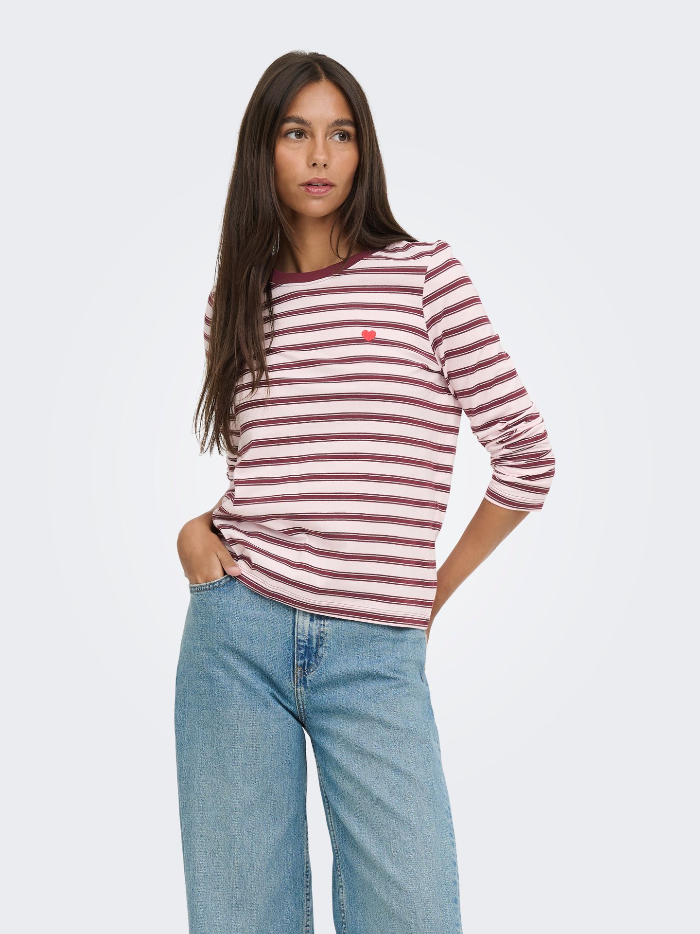 Only JDYPISA L/S PRINT TOP JRS NOOS Chalk Pink/CHELSEA STRIPE + BS HEAR 2900170131017