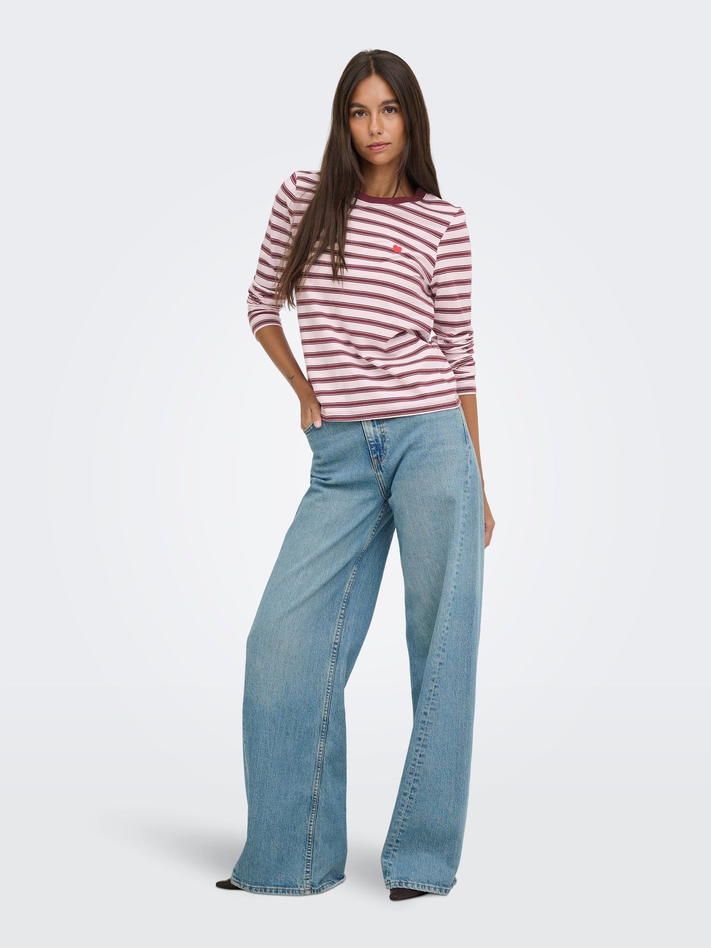 Only JDYPISA L/S PRINT TOP JRS NOOS Chalk Pink/CHELSEA STRIPE + BS HEAR 2900170131017