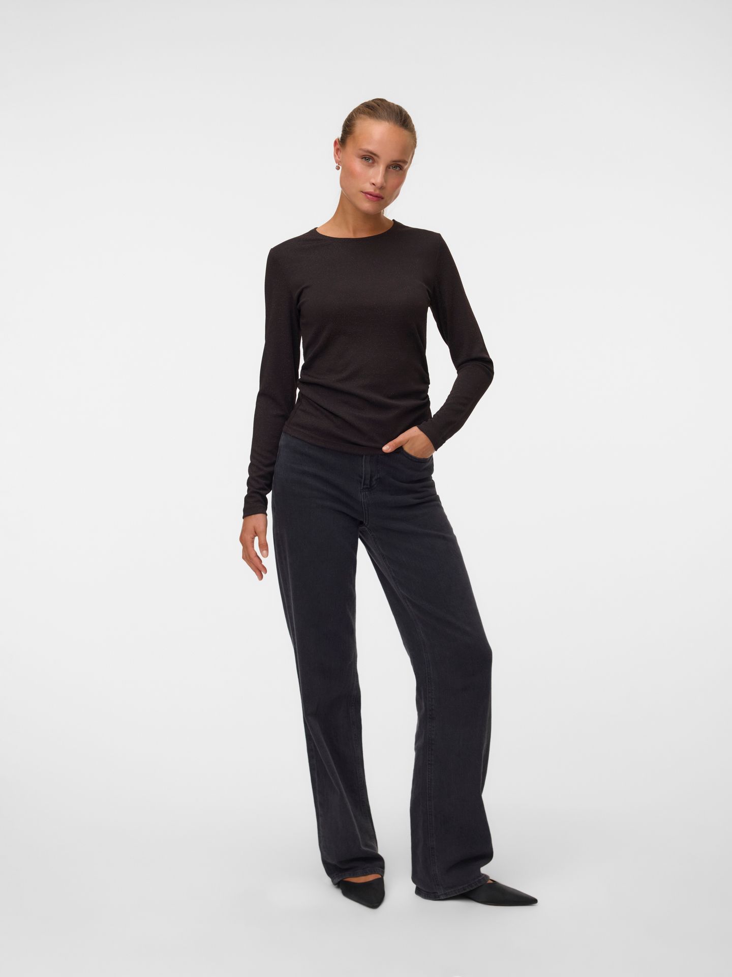 Vero Moda VMKANVA LS O-NECK TOP LX JRS Chocolate Torte/MELANGE 2900170135022