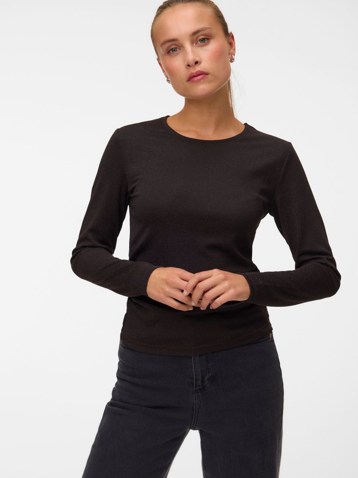 Vero Moda VMKANVA LS O-NECK TOP LX JRS Chocolate Torte/MELANGE 00120363-EKA26011400003157